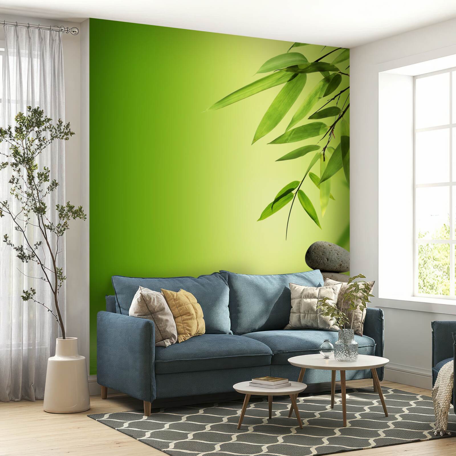 Fotobehang groene bamboe en spastenen