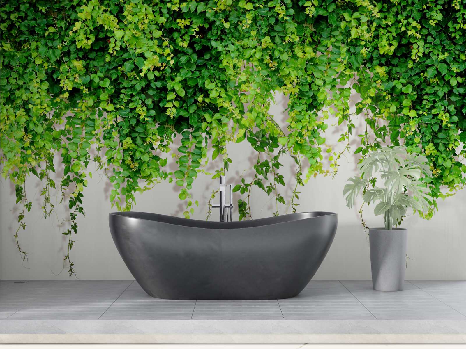 Fotobehang de hangplanten zijn lichtgroen