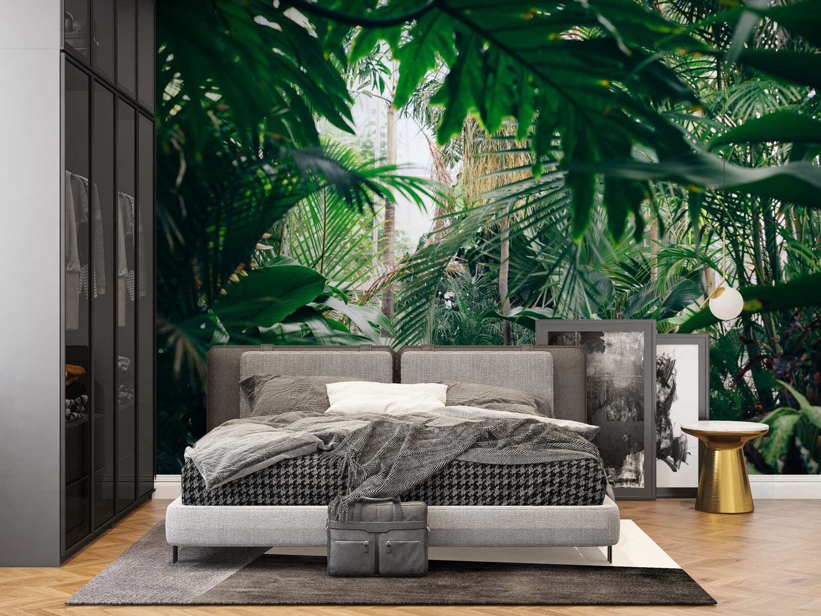 Fotobehang de groene jungle wordt verlicht door licht