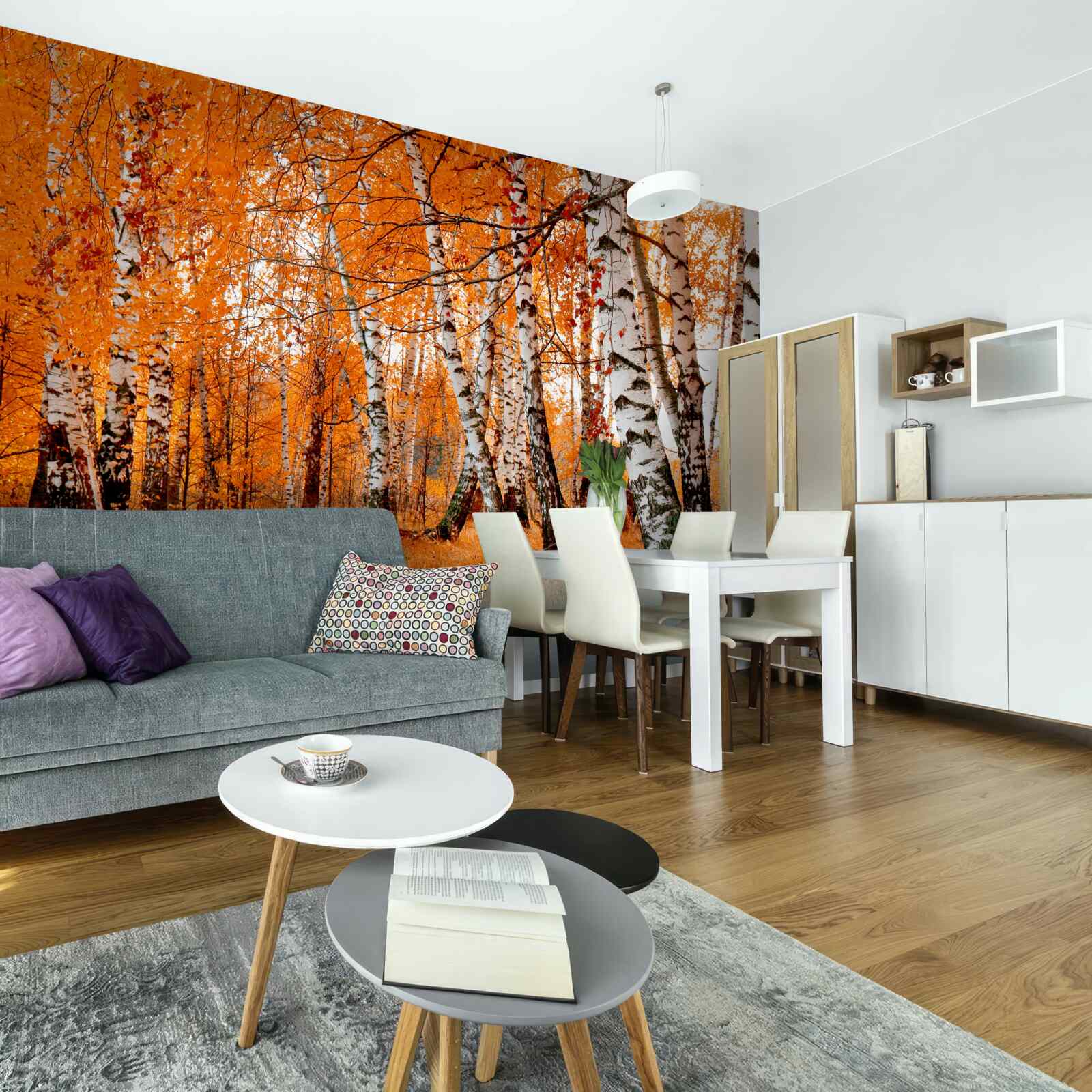 Fotobehang berkenbladeren zijn oranje