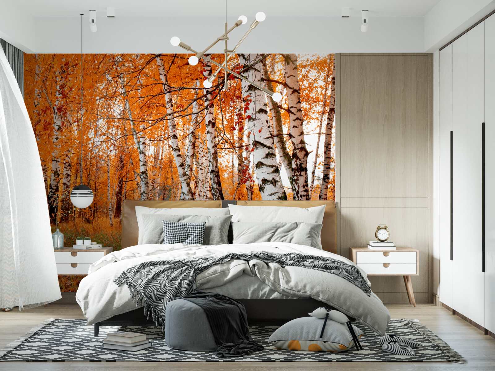 Fotobehang berkenbladeren zijn oranje