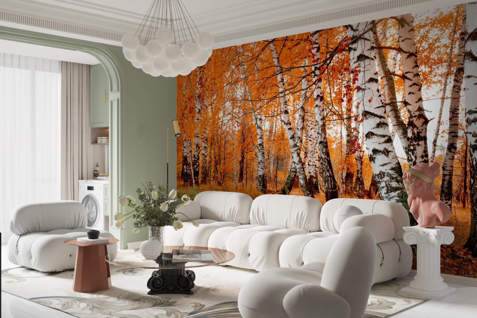 Fotobehang berkenbladeren zijn oranje