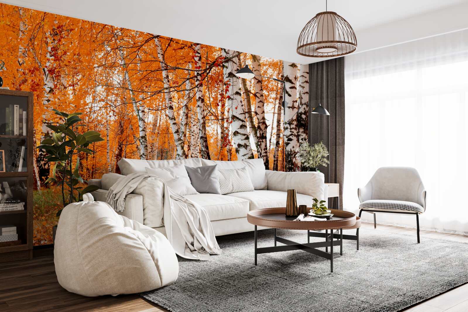 Fotobehang berkenbladeren zijn oranje