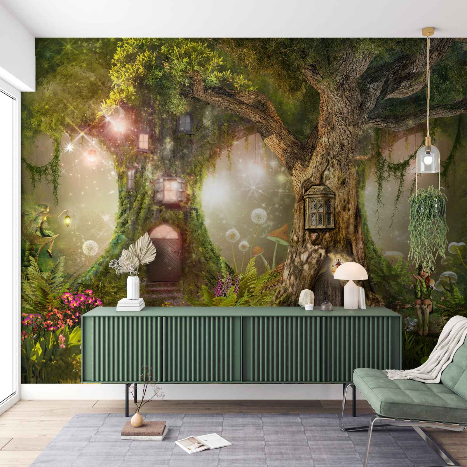 Fotobehang de mythische bewoners van de groene struik