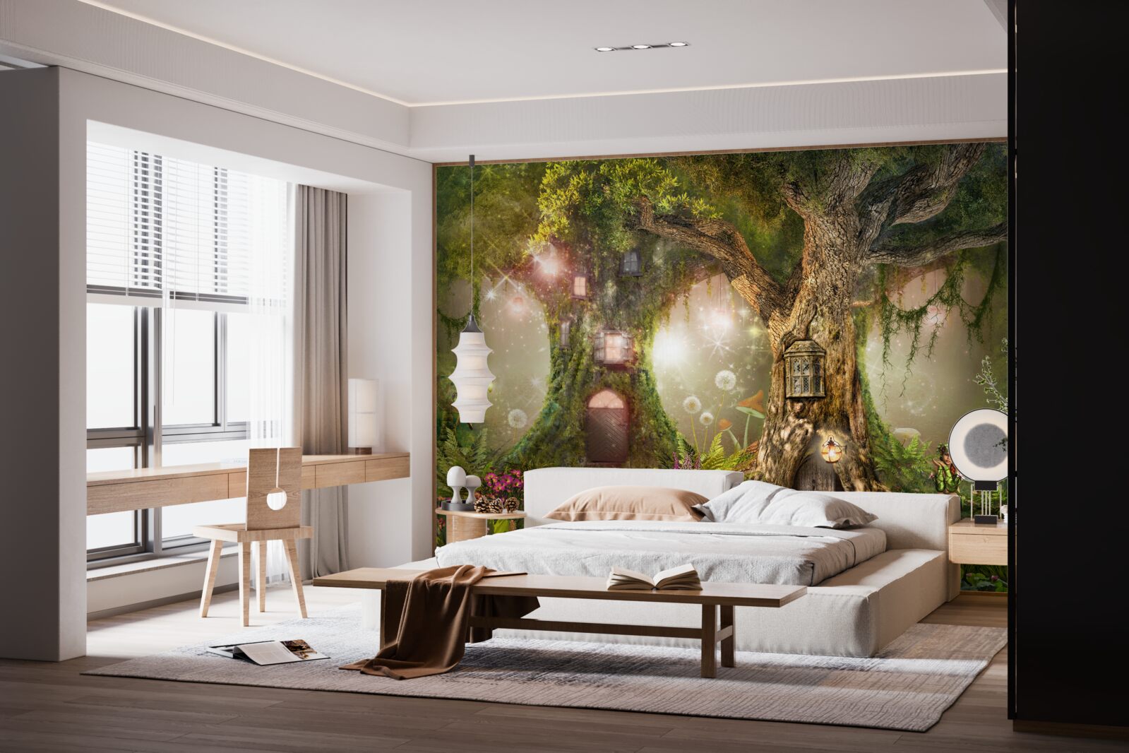 Fotobehang de mythische bewoners van de groene struik