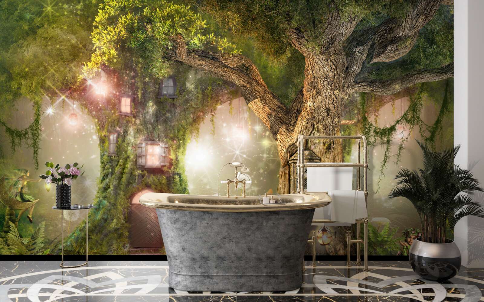 Fotobehang de mythische bewoners van de groene struik