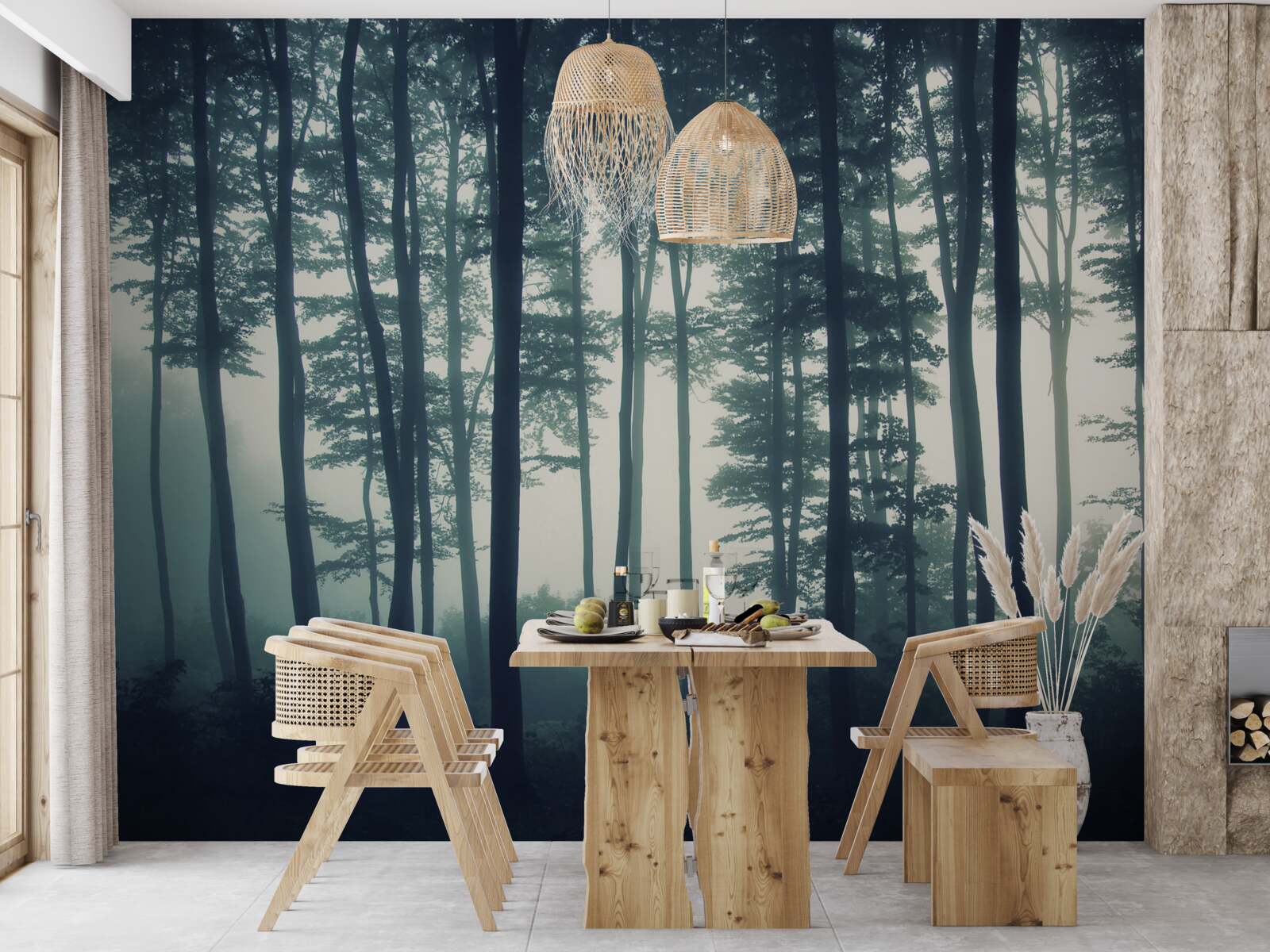 Fotobehang mistige dageraad in de woestijn