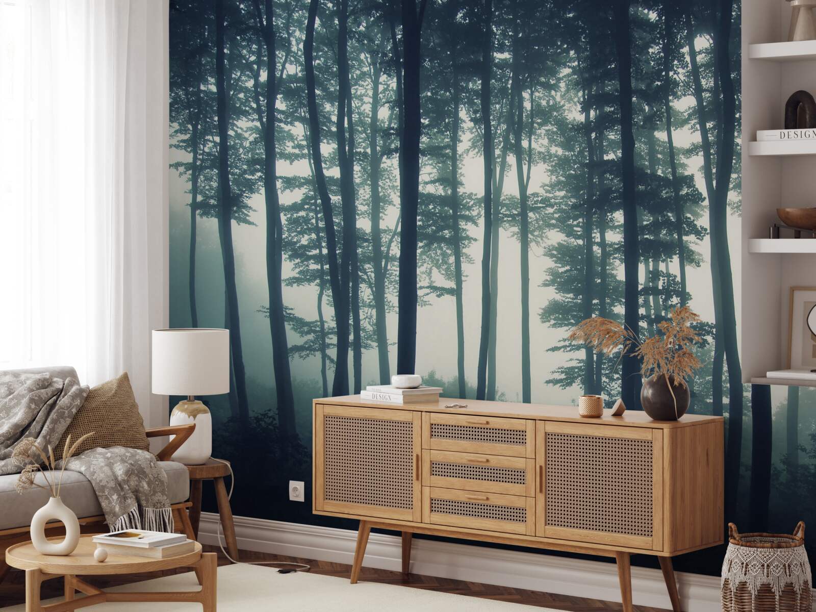 Fotobehang mistige dageraad in de woestijn