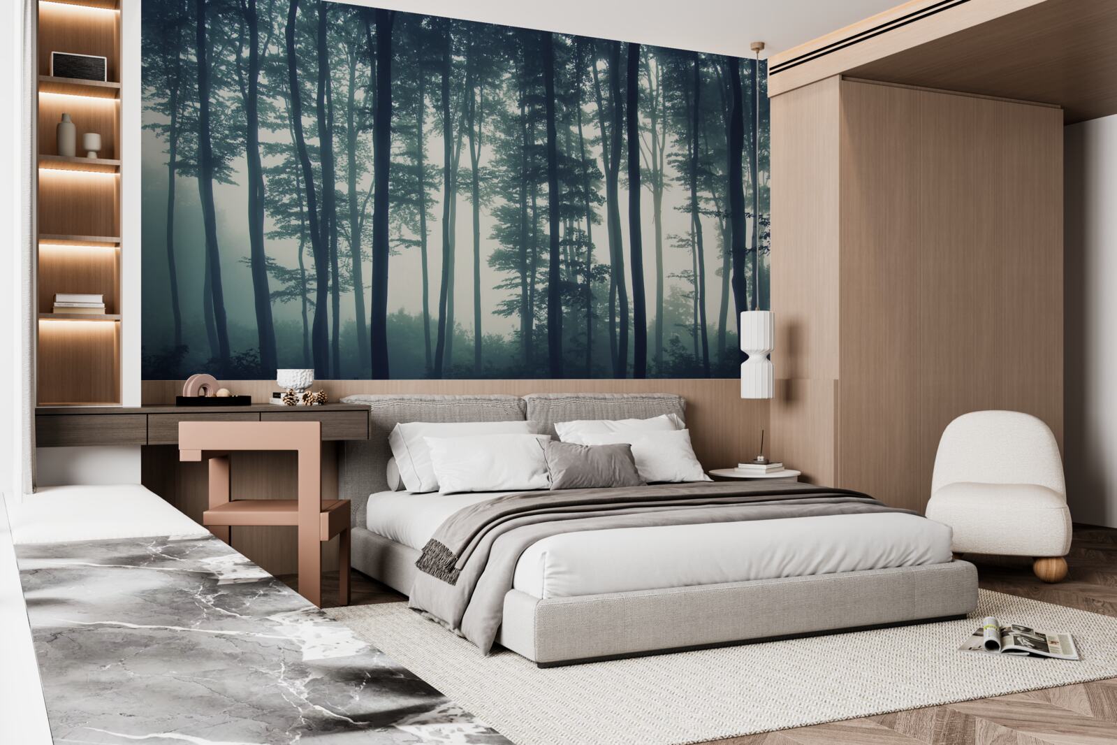 Fotobehang mistige dageraad in de woestijn