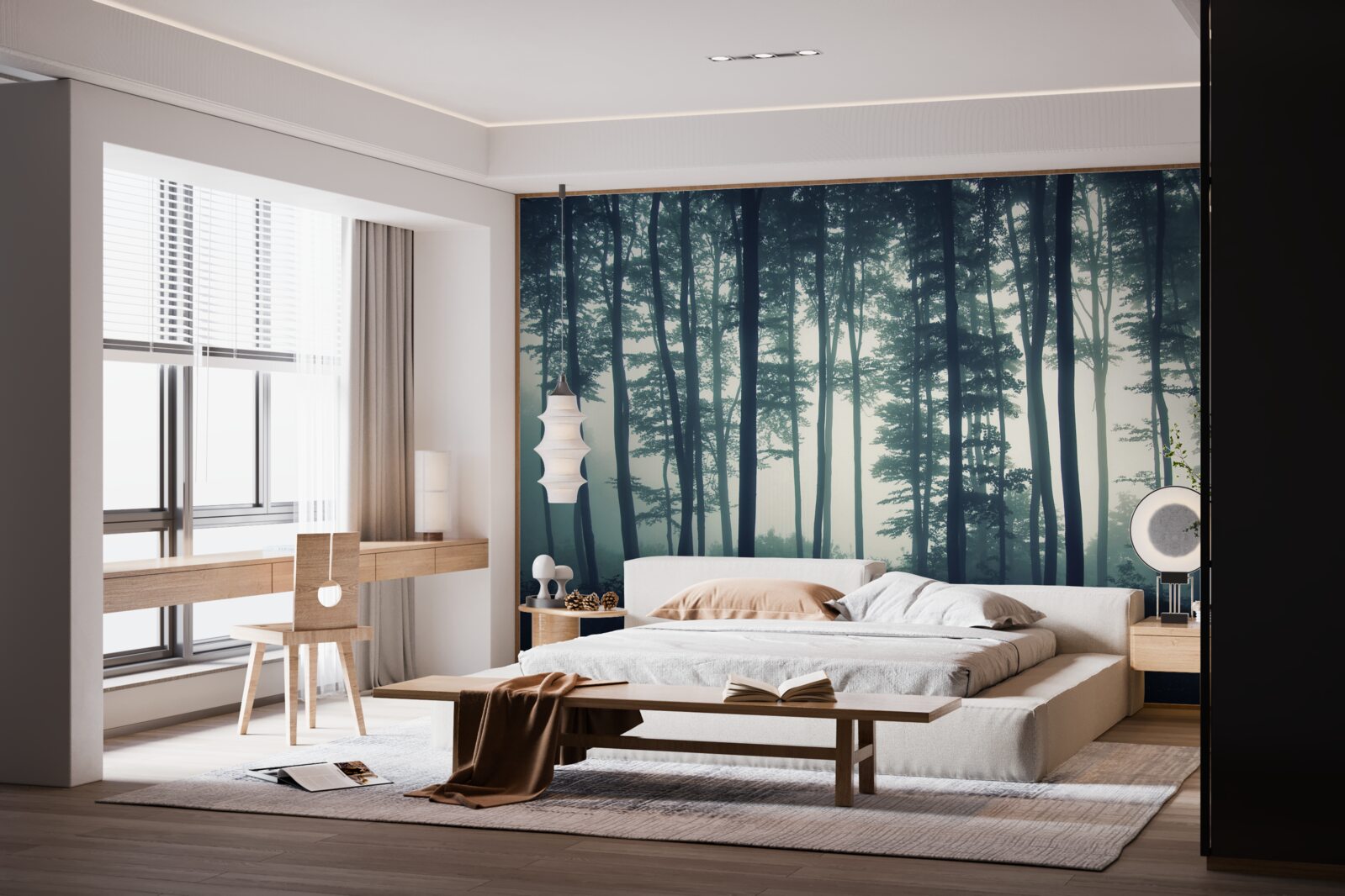 Fotobehang mistige dageraad in de woestijn