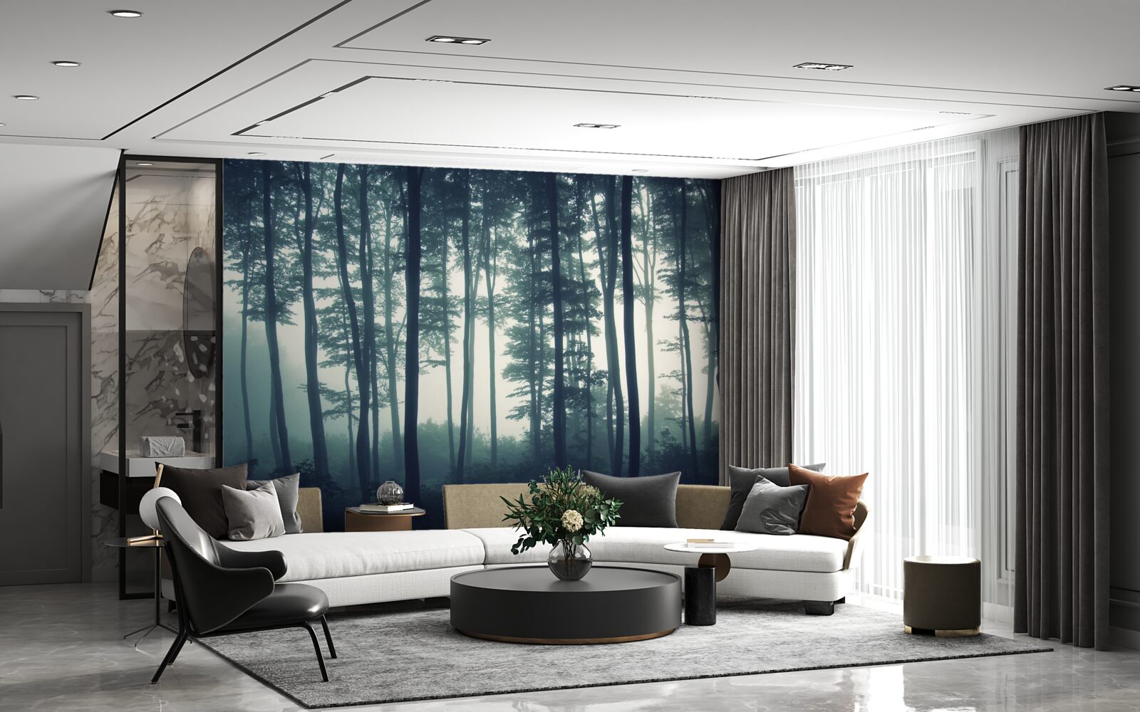 Fotobehang mistige dageraad in de woestijn