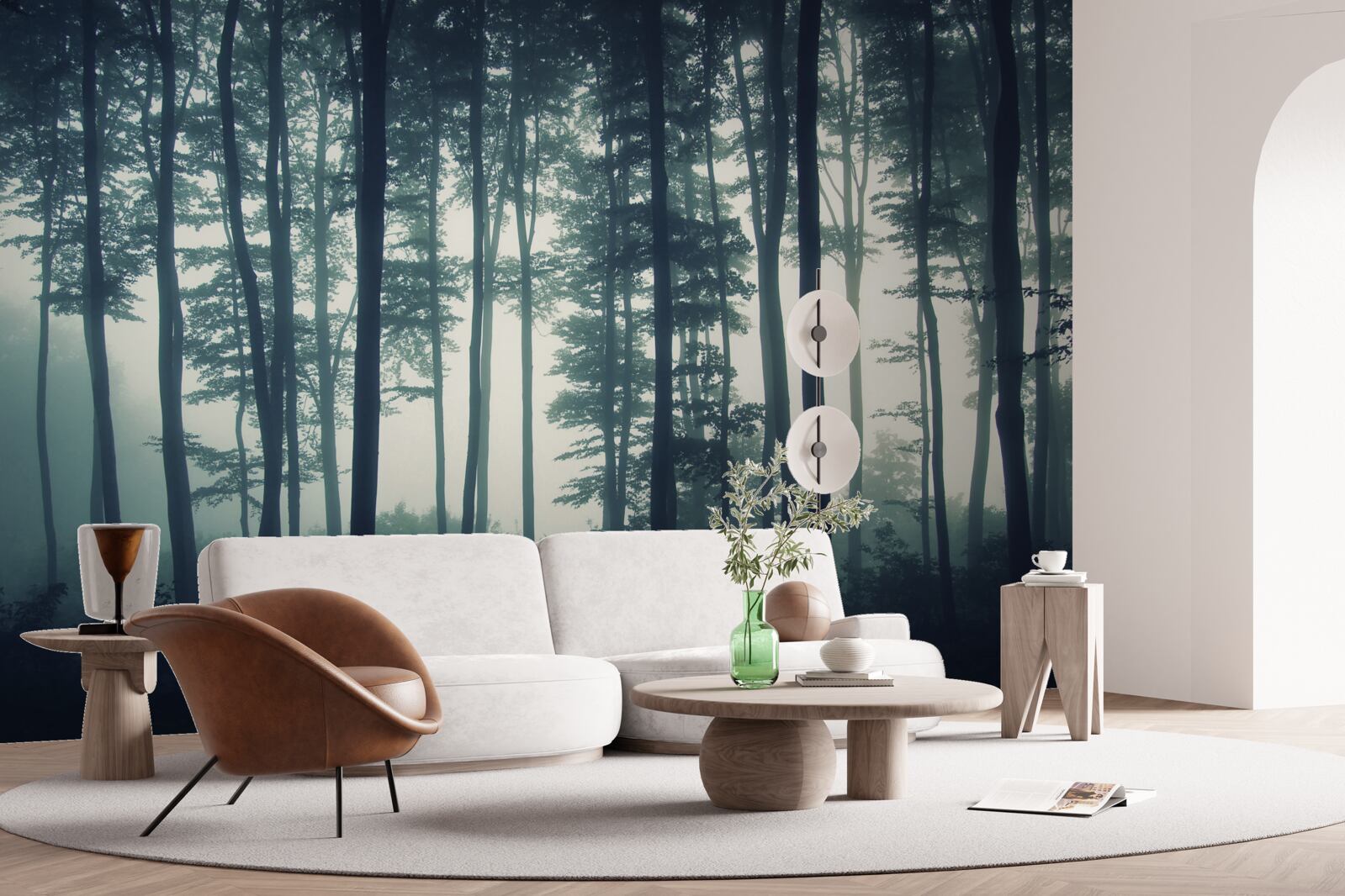 Fotobehang mistige dageraad in de woestijn