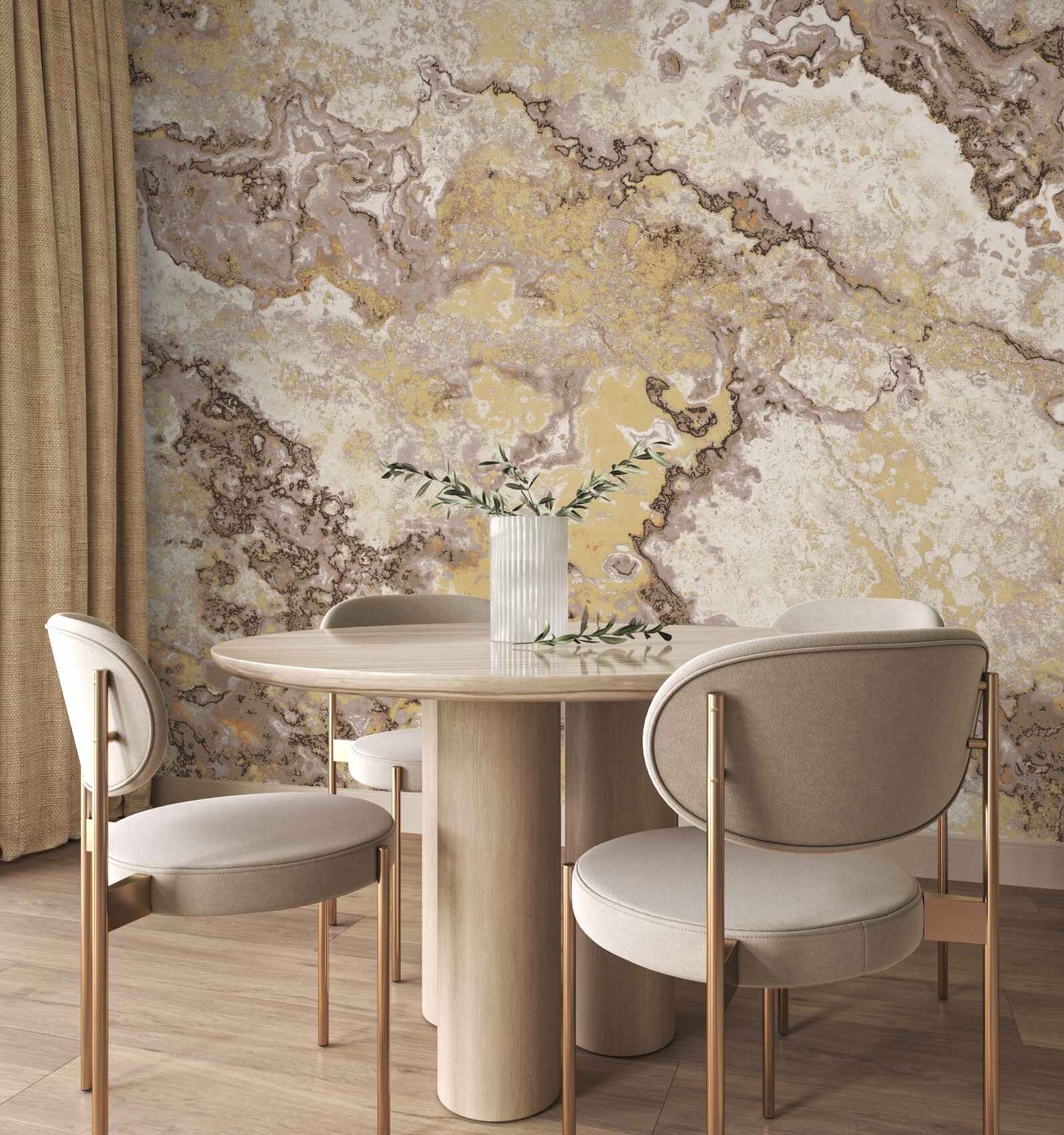 Fotobehang delicate golven van lichtbruin marmer