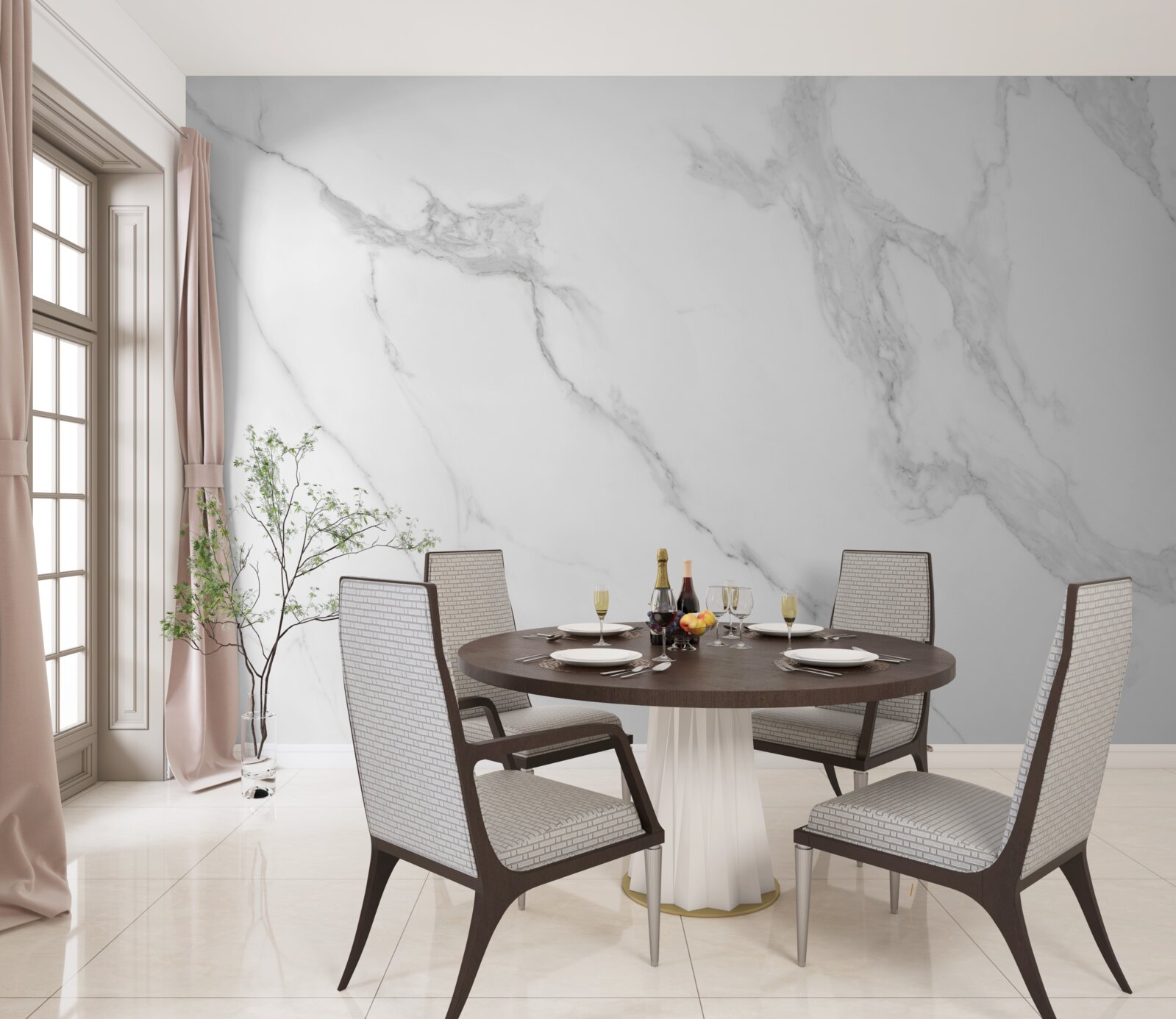 Fotobehang witte achtergrond met grijze rook die in de lucht zweeft