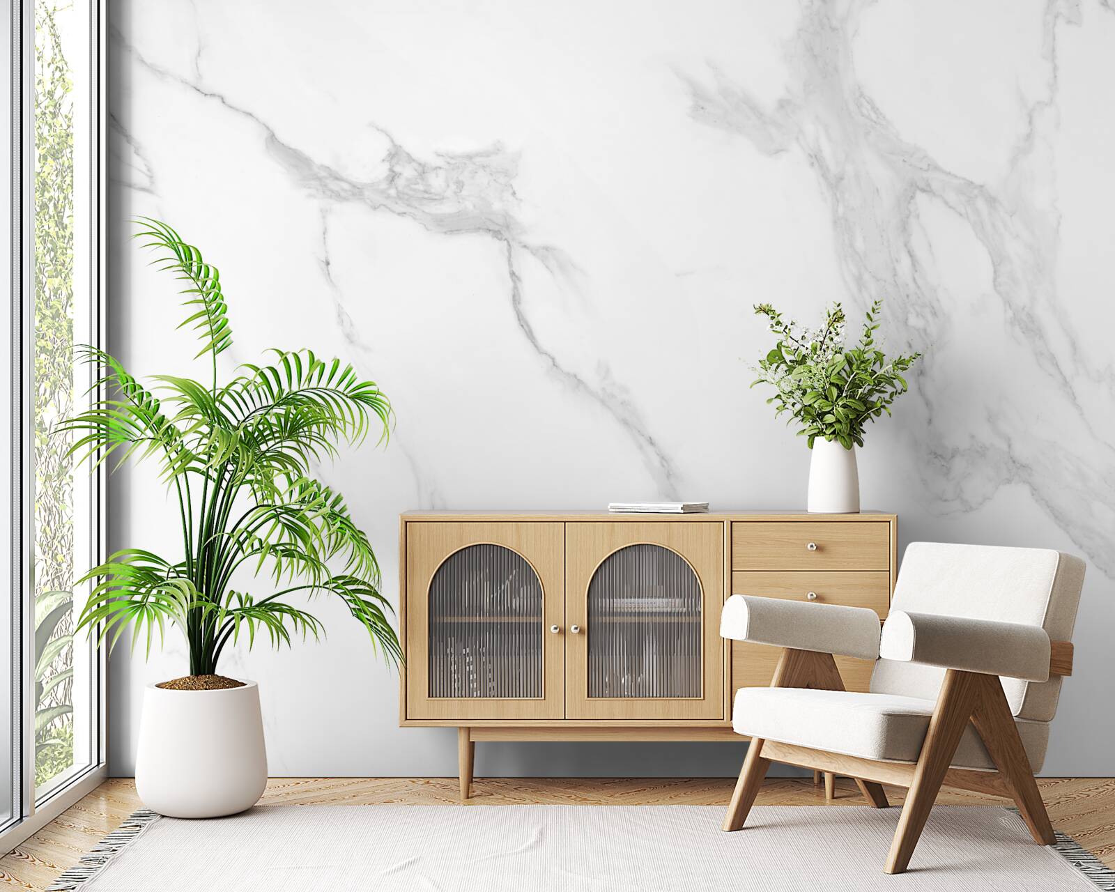 Fotobehang witte achtergrond met grijze rook die in de lucht zweeft