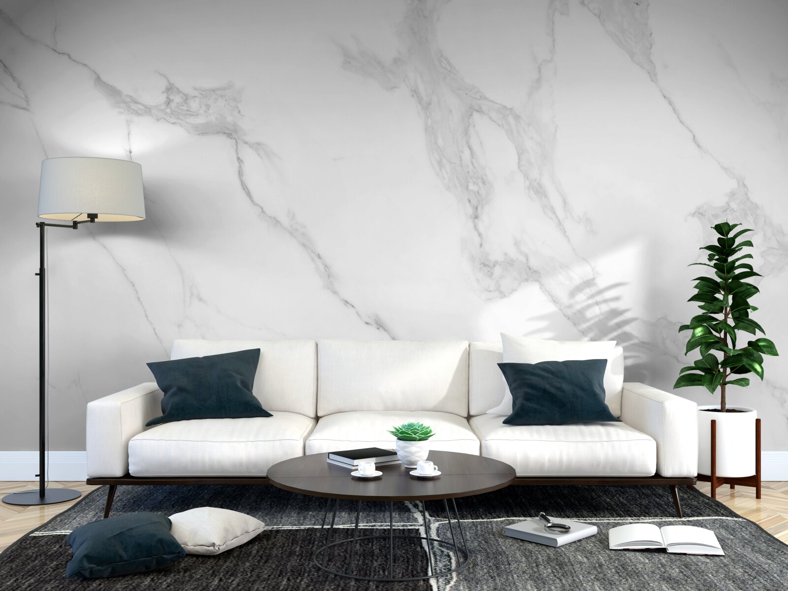 Fotobehang witte achtergrond met grijze rook die in de lucht zweeft