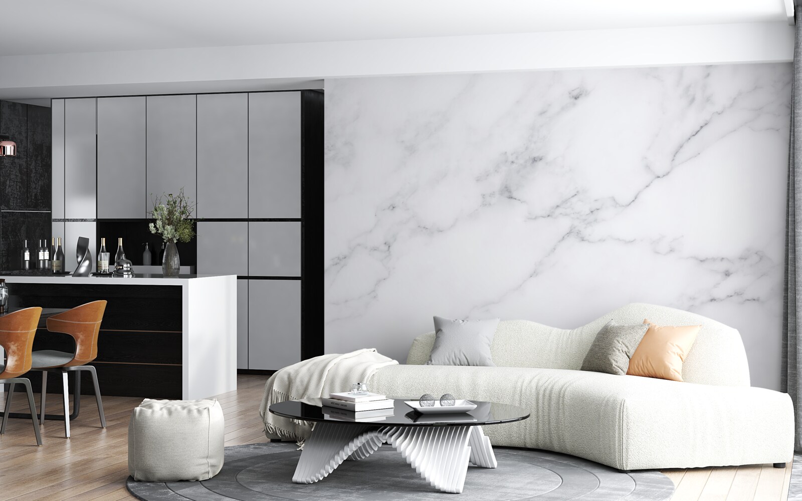 Fotobehang Sneeuwwit en zilveren mist