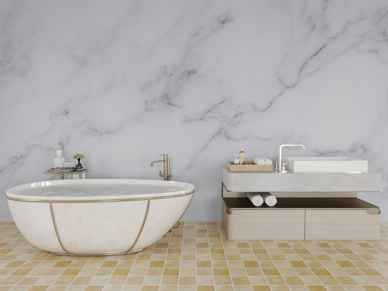 Fotobehang Sneeuwwit en zilveren mist