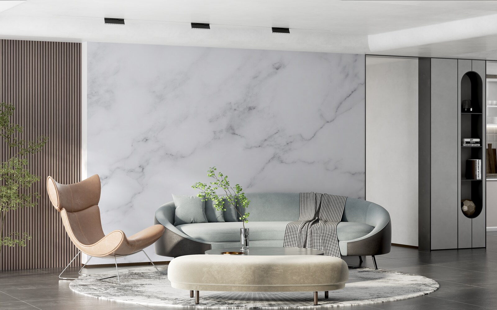 Fotobehang Sneeuwwit en zilveren mist