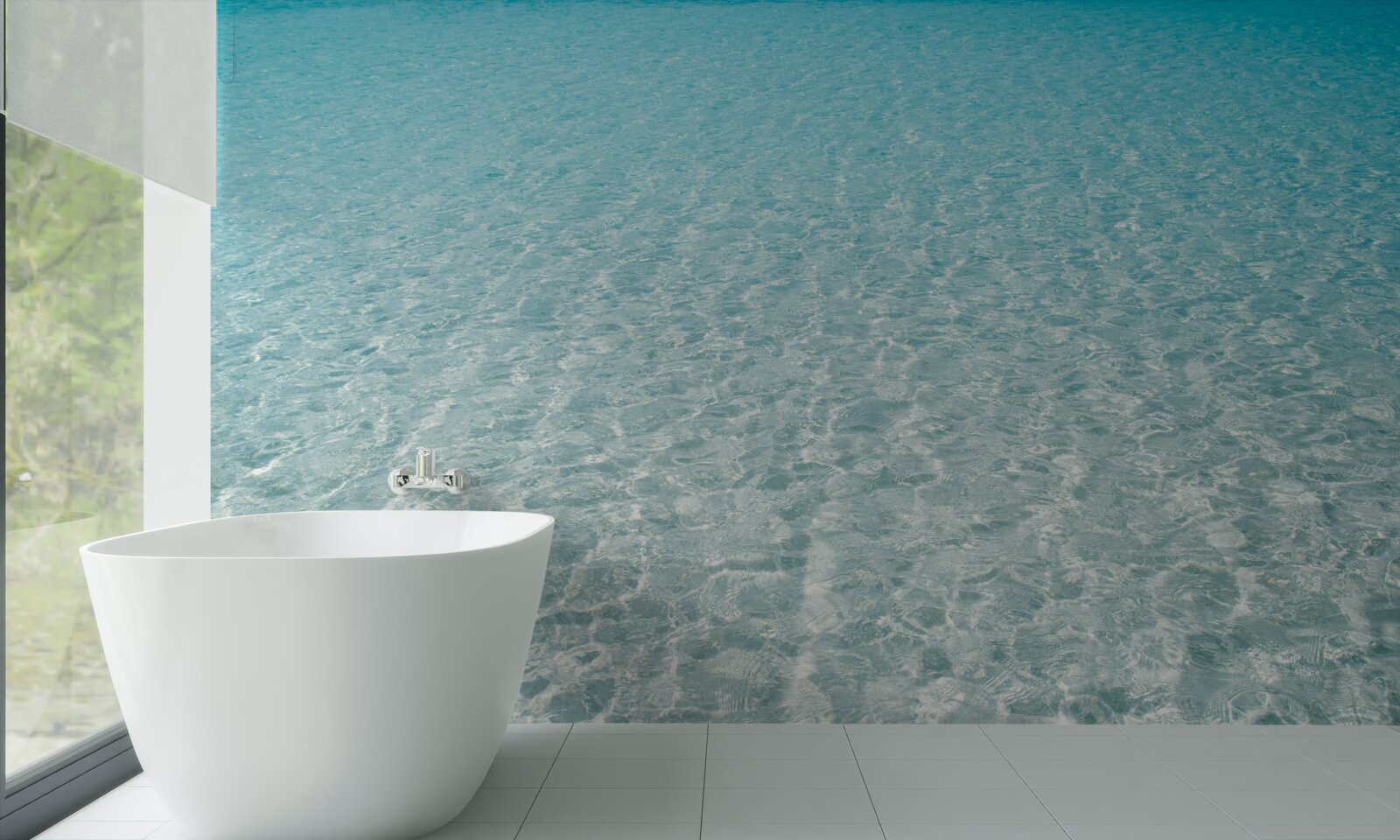 Fotobehang strand met maagdelijk wit zand