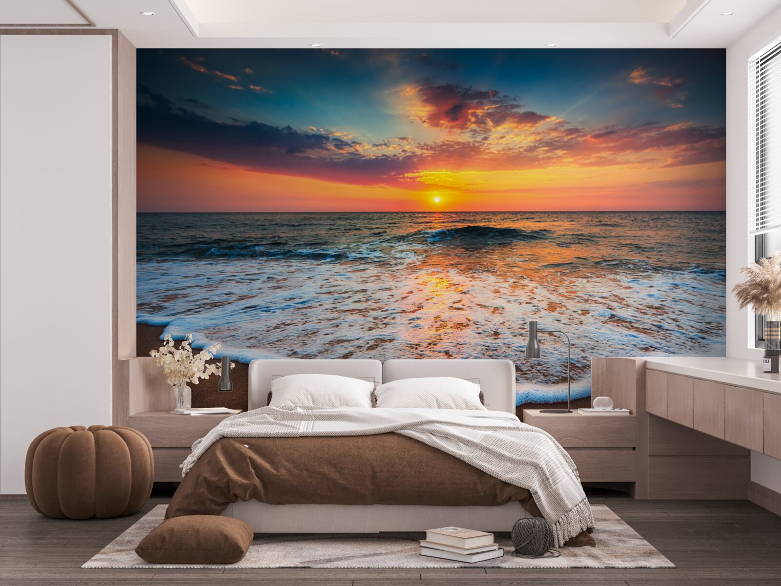 Fotobehang de betoverende opkomst van de zon boven het wateroppervlak