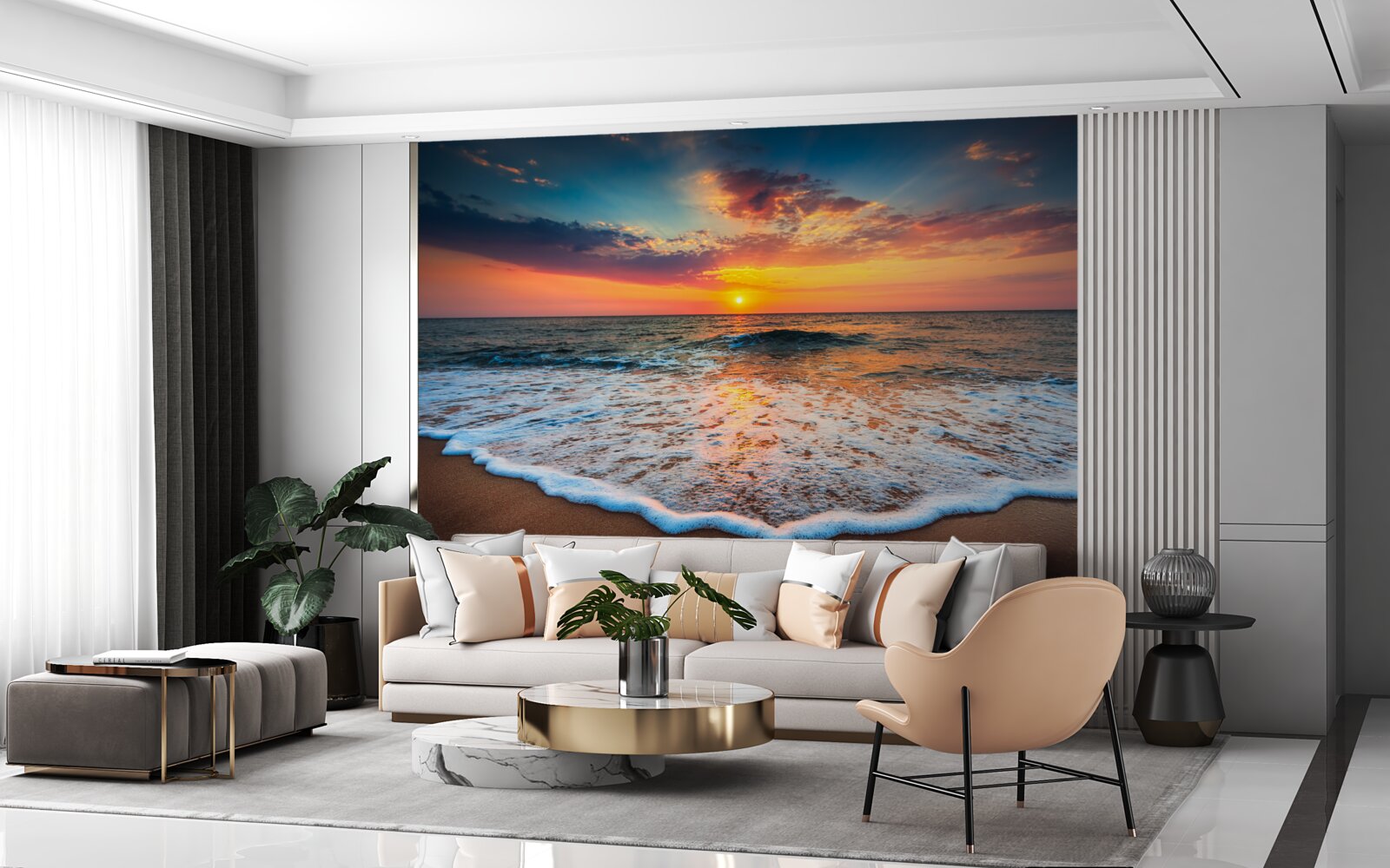 Fotobehang de betoverende opkomst van de zon boven het wateroppervlak