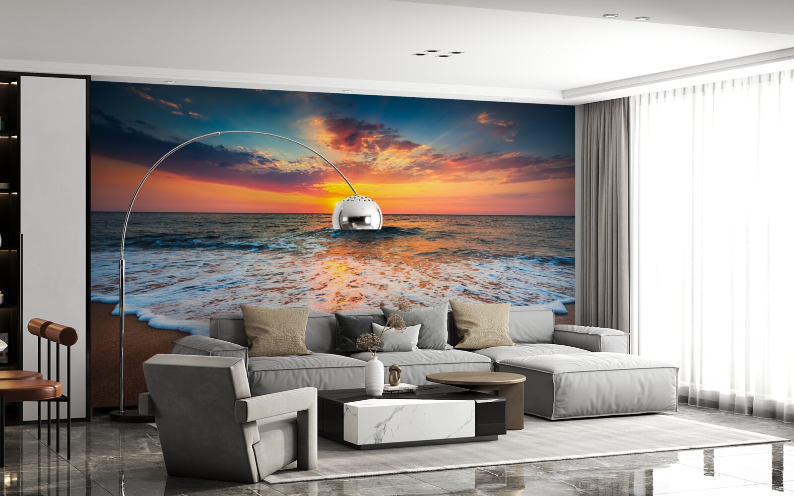 Fotobehang de betoverende opkomst van de zon boven het wateroppervlak