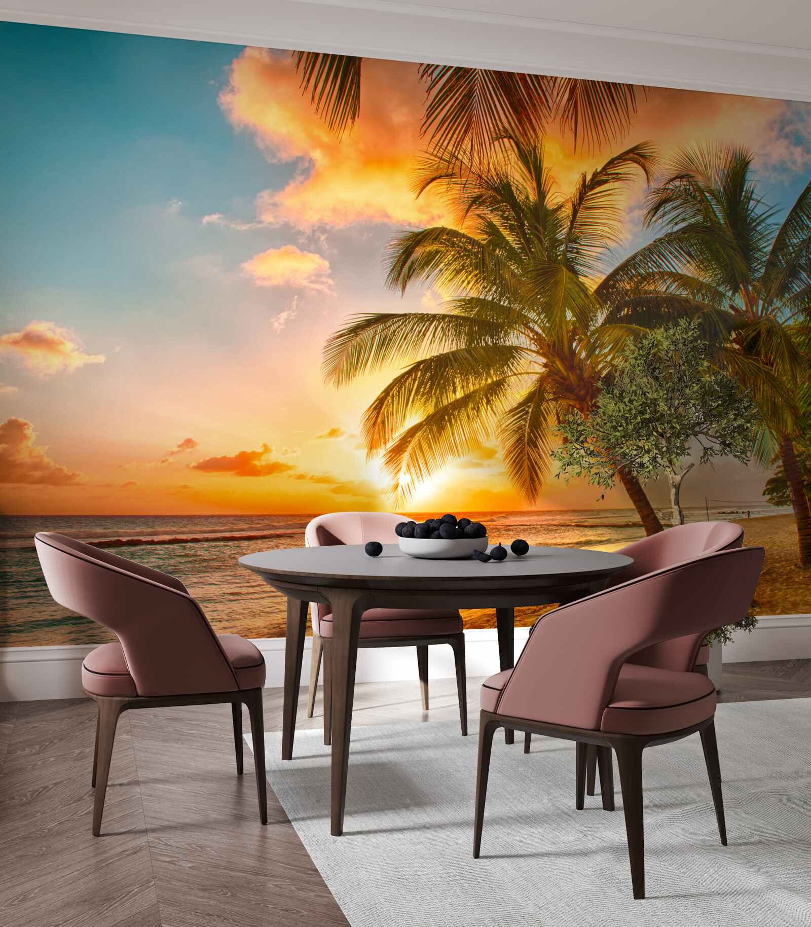 Fotobehang Betoverende zonsondergang op een zomerse dag