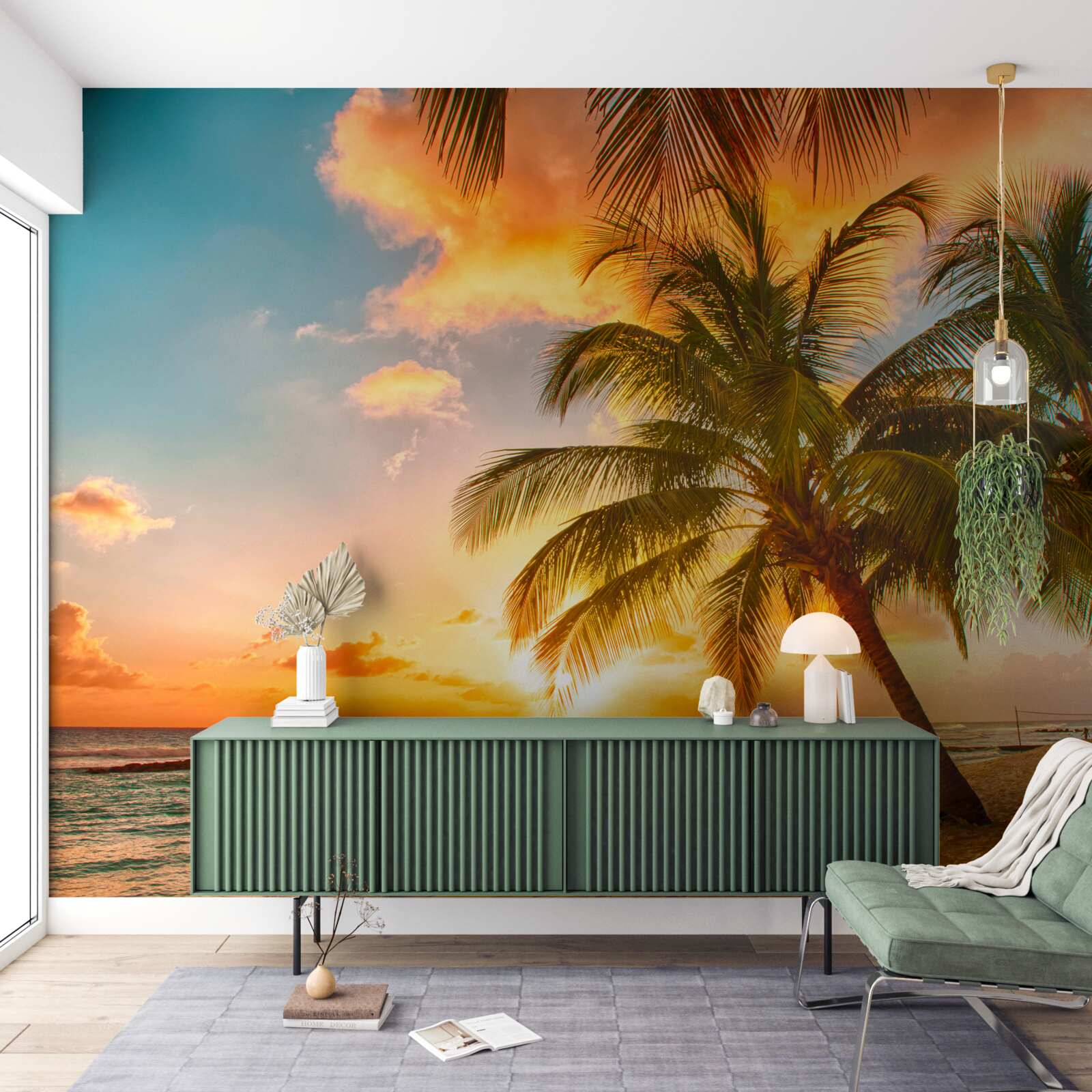 Fotobehang Betoverende zonsondergang op een zomerse dag