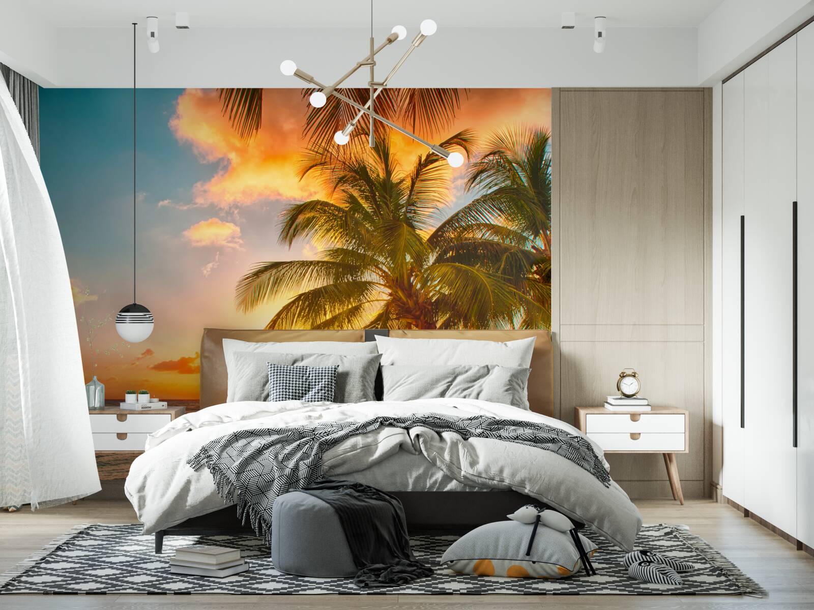 Fotobehang Betoverende zonsondergang op een zomerse dag