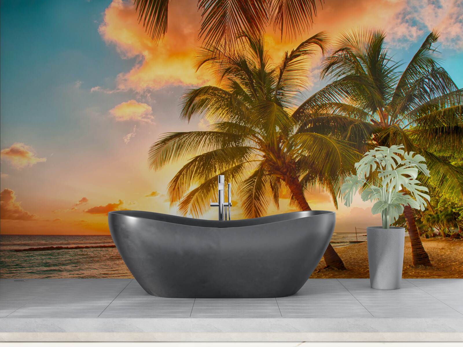 Fotobehang Betoverende zonsondergang op een zomerse dag