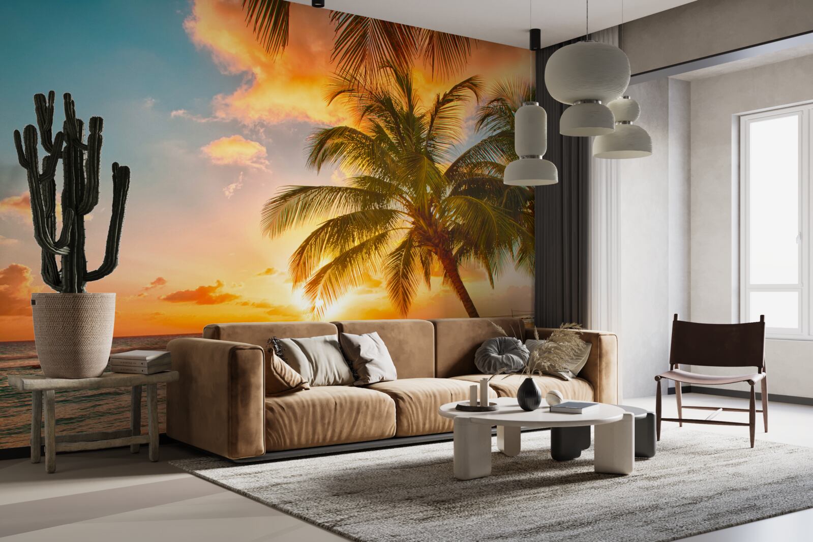 Fotobehang Betoverende zonsondergang op een zomerse dag