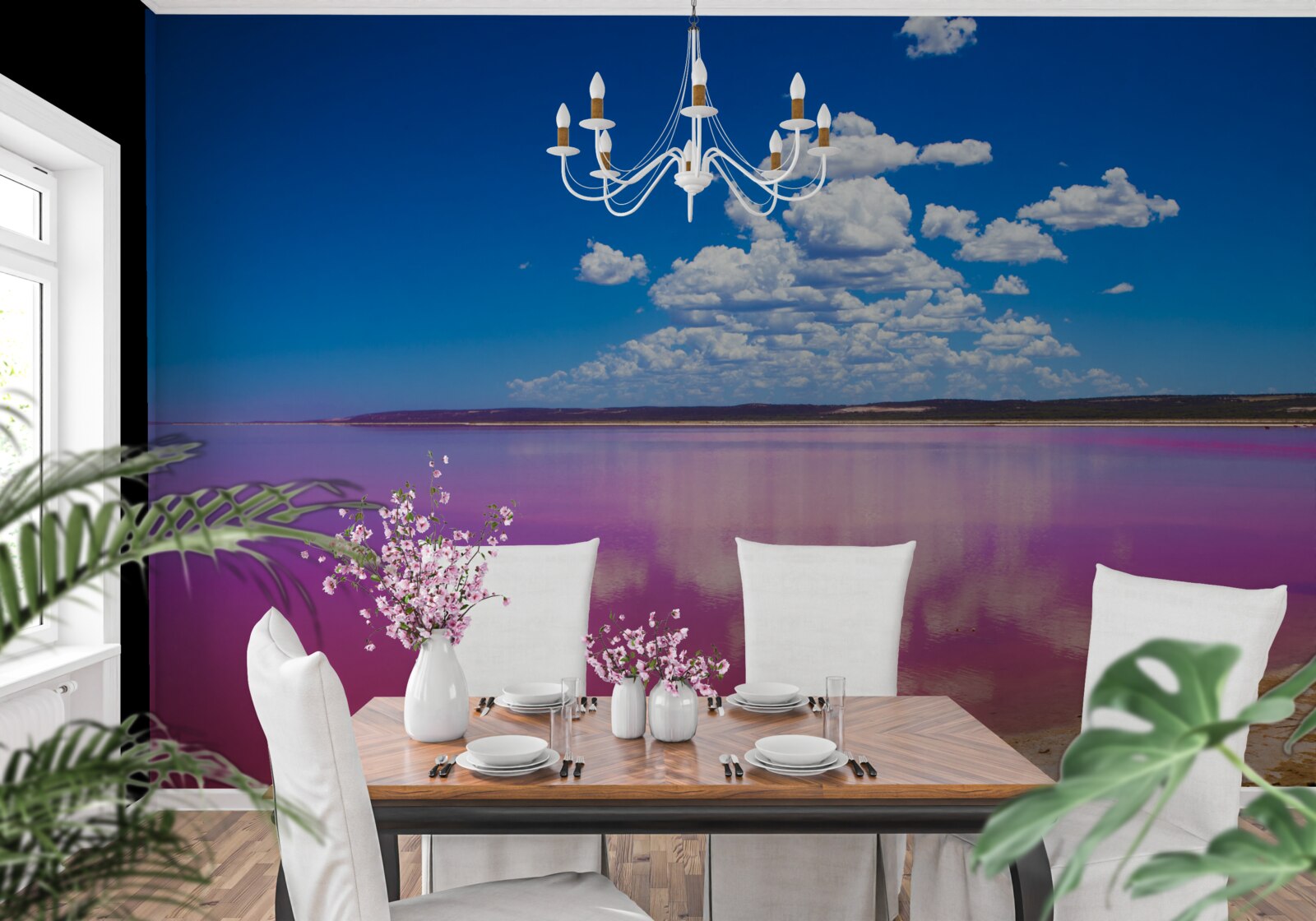 Fotobehang hutt lagoon met roze water