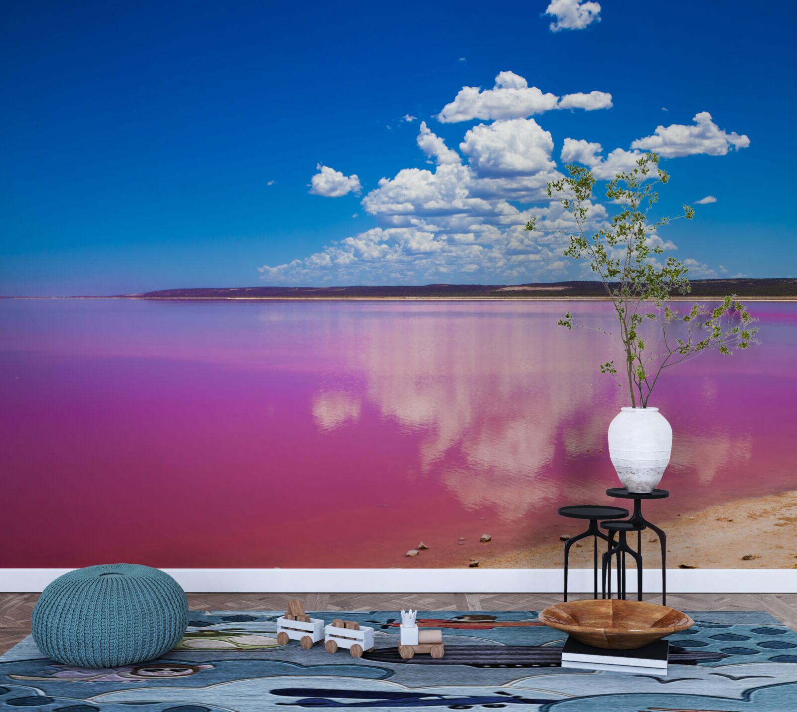 Fotobehang hutt lagoon met roze water
