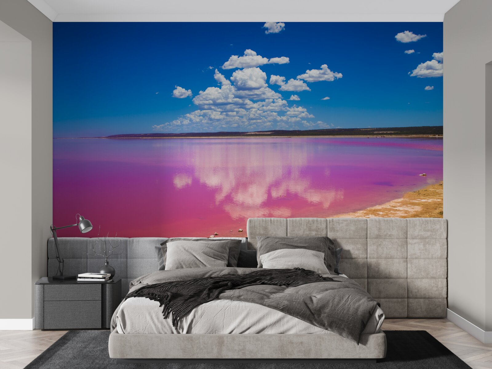 Fotobehang hutt lagoon met roze water