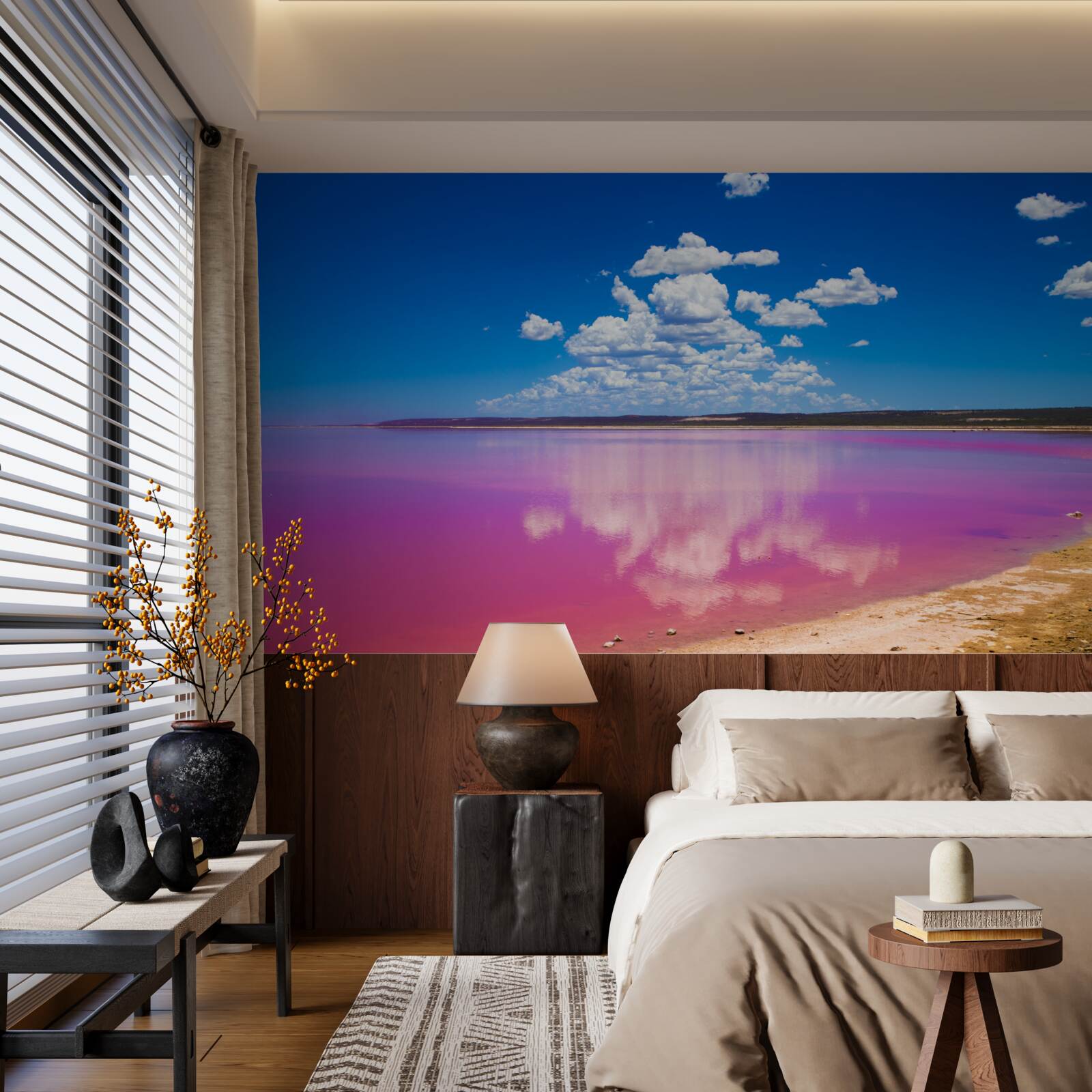 Fotobehang hutt lagoon met roze water