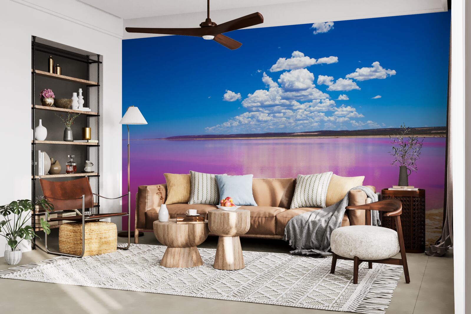 Fotobehang hutt lagoon met roze water