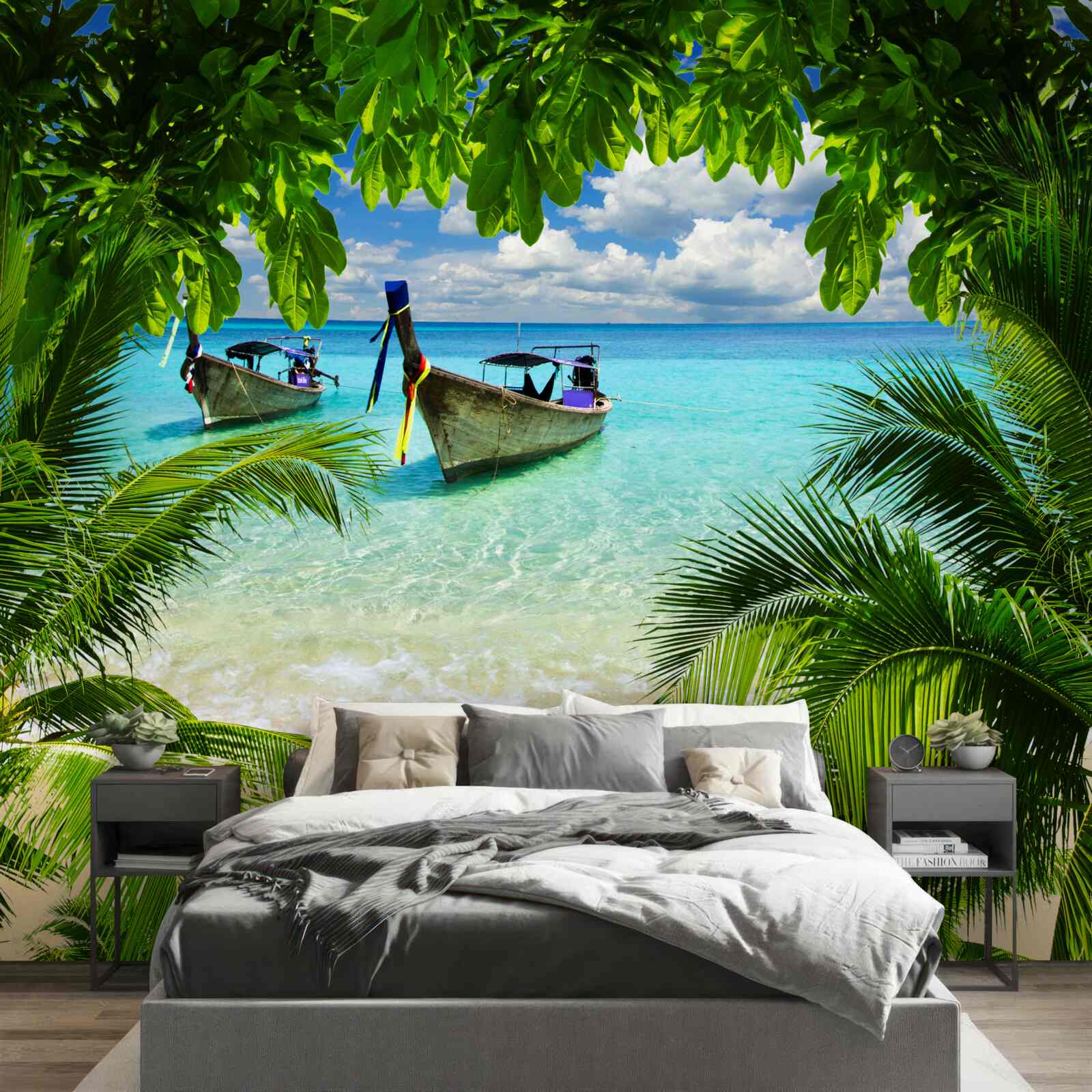 Fotobehang schepen voor de kust