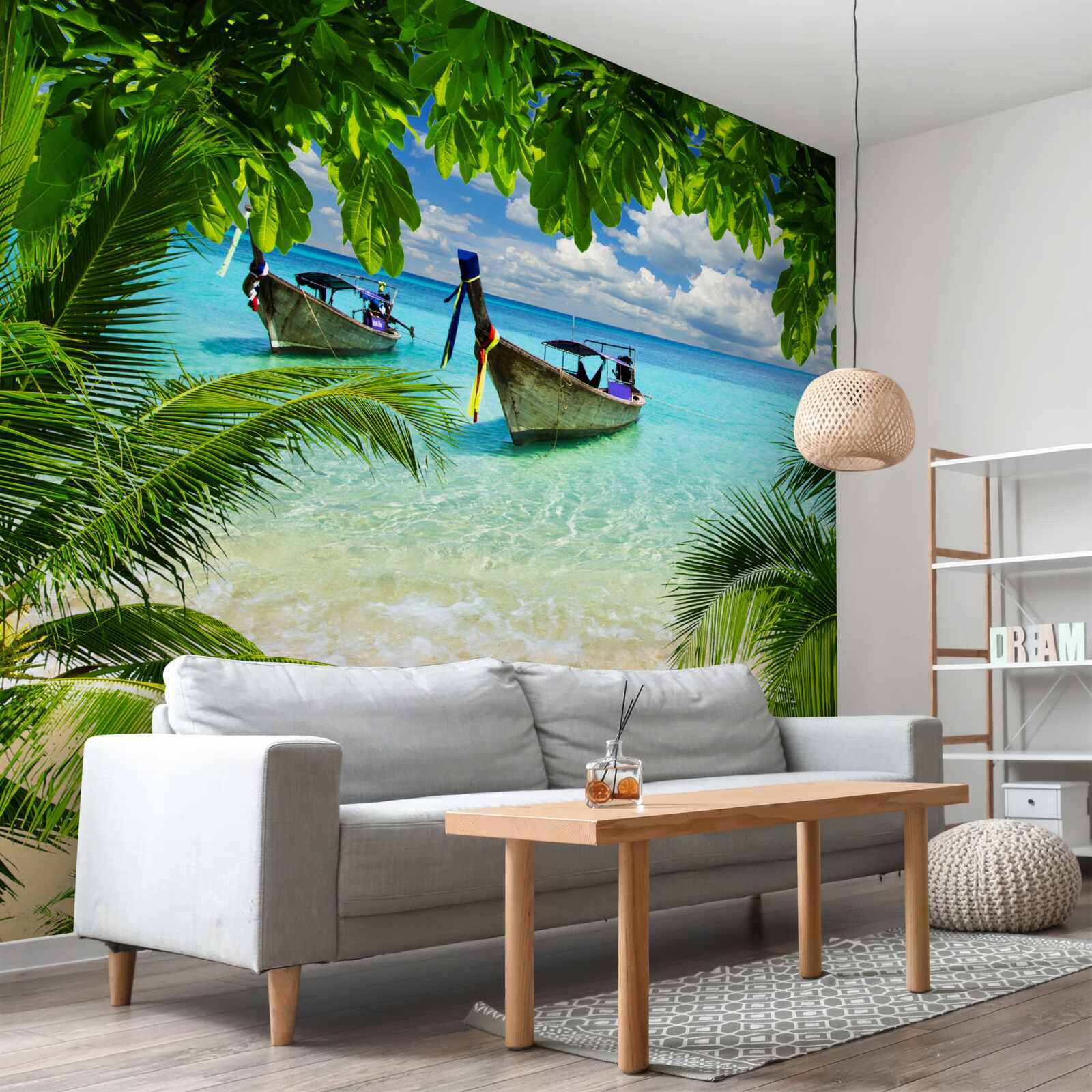 Fotobehang schepen voor de kust