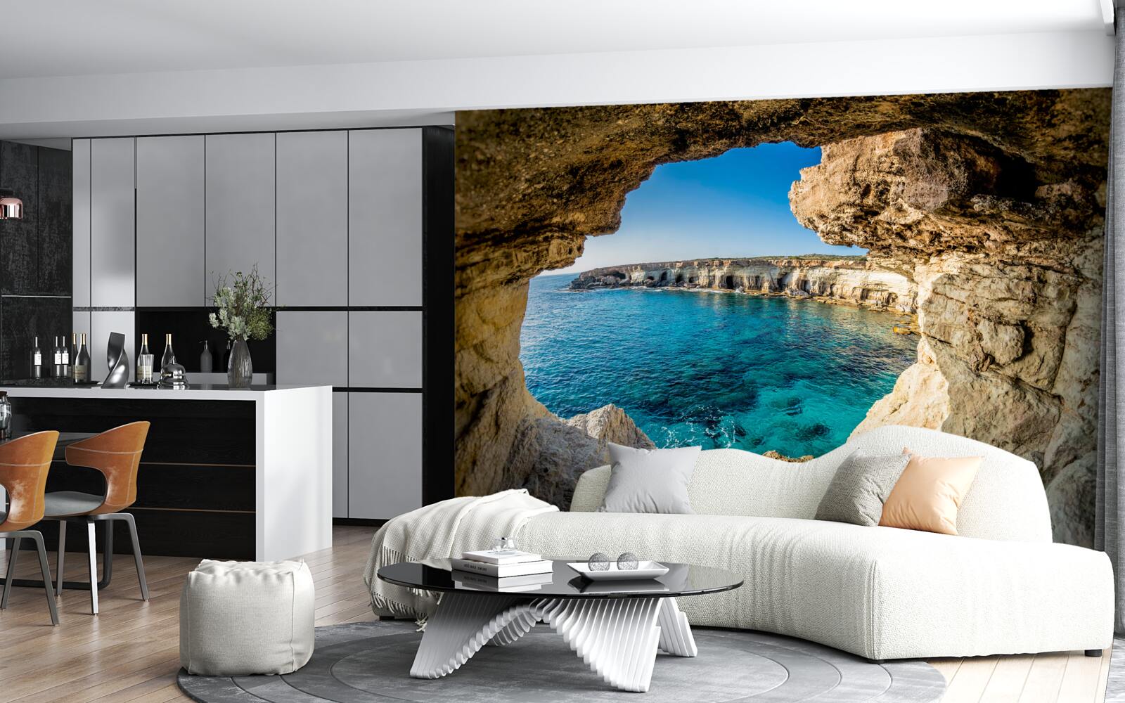 Fotobehang grotten in cyprus die onder water staan