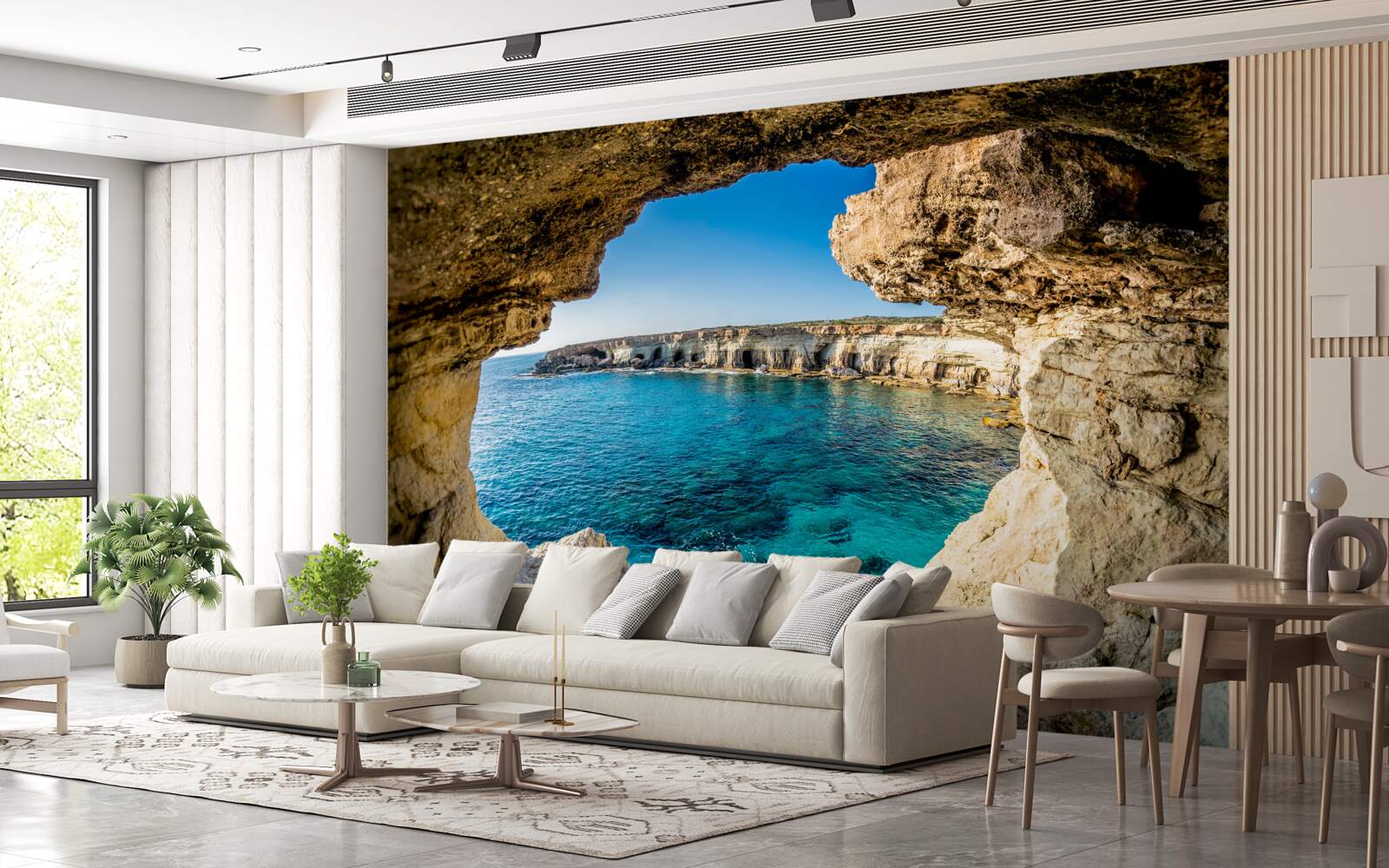 Fotobehang grotten in cyprus die onder water staan