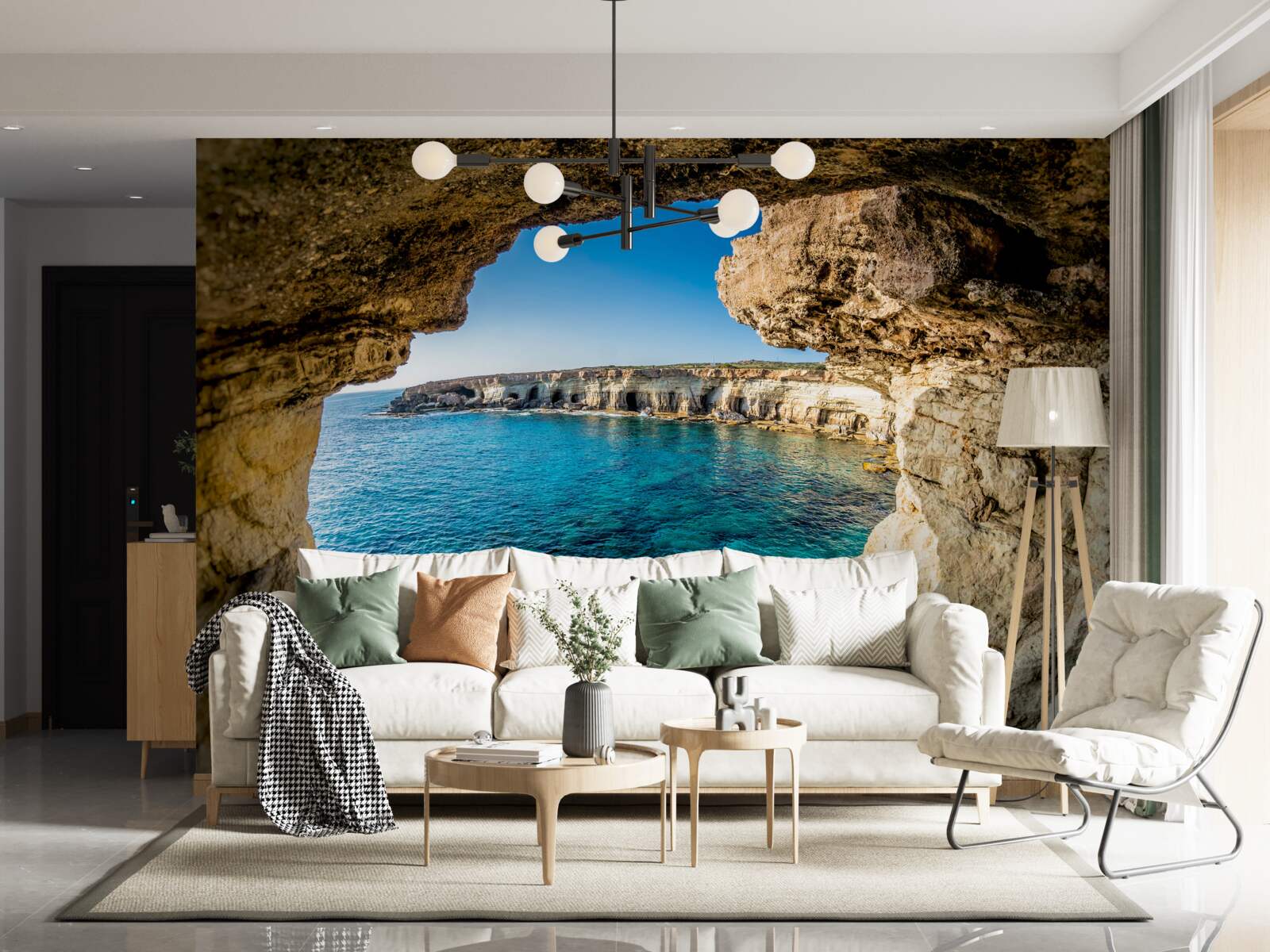 Fotobehang grotten in cyprus die onder water staan