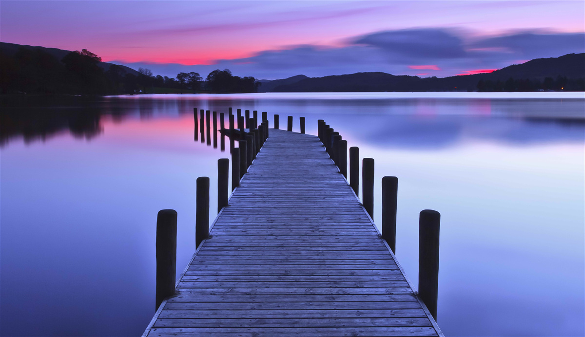 Fotobehang Pad naar de visserij bij de vijver