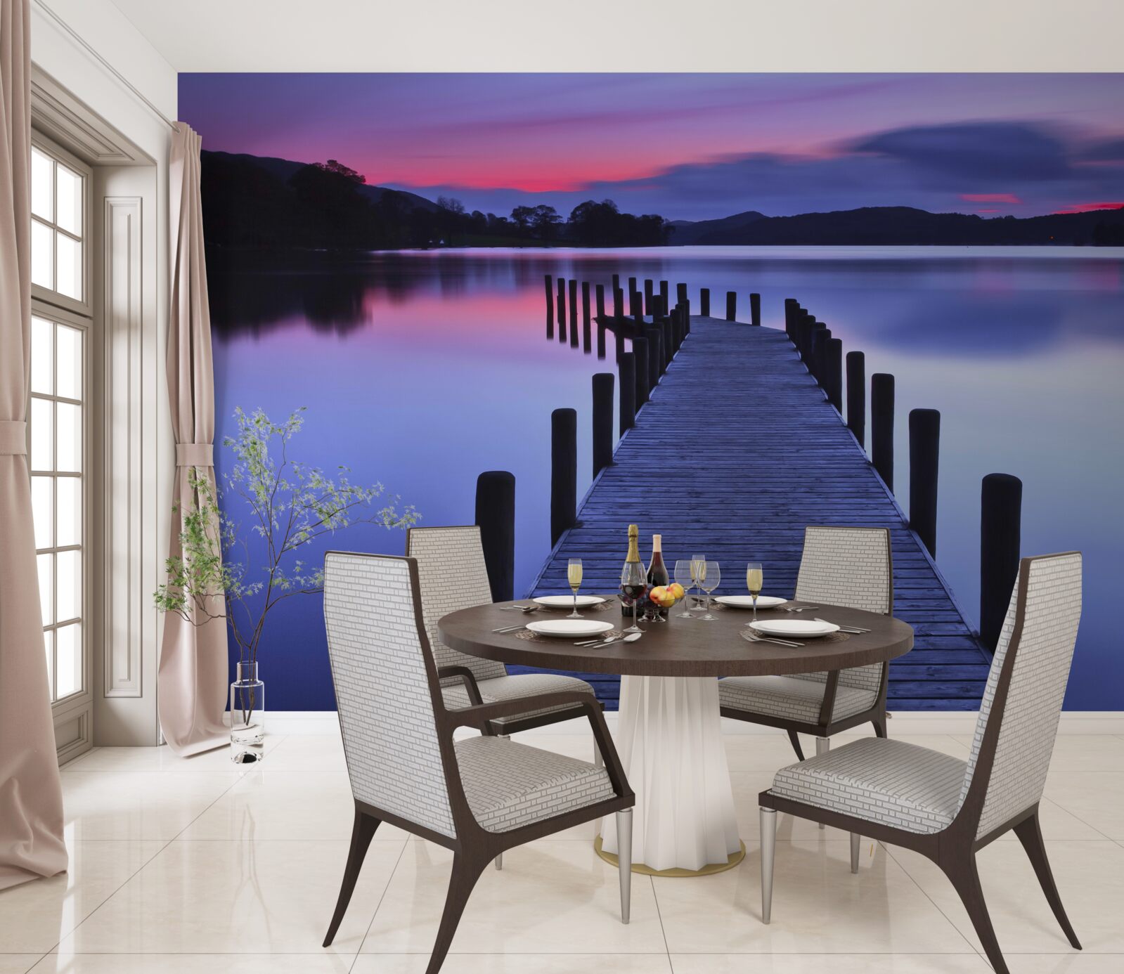 Fotobehang Pad naar de visserij bij de vijver