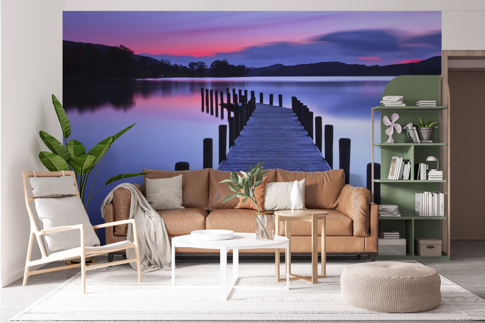 Fotobehang Pad naar de visserij bij de vijver