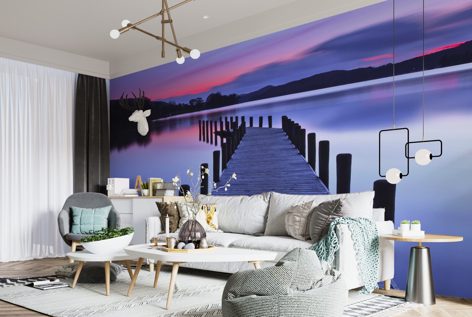 Fotobehang Pad naar de visserij bij de vijver