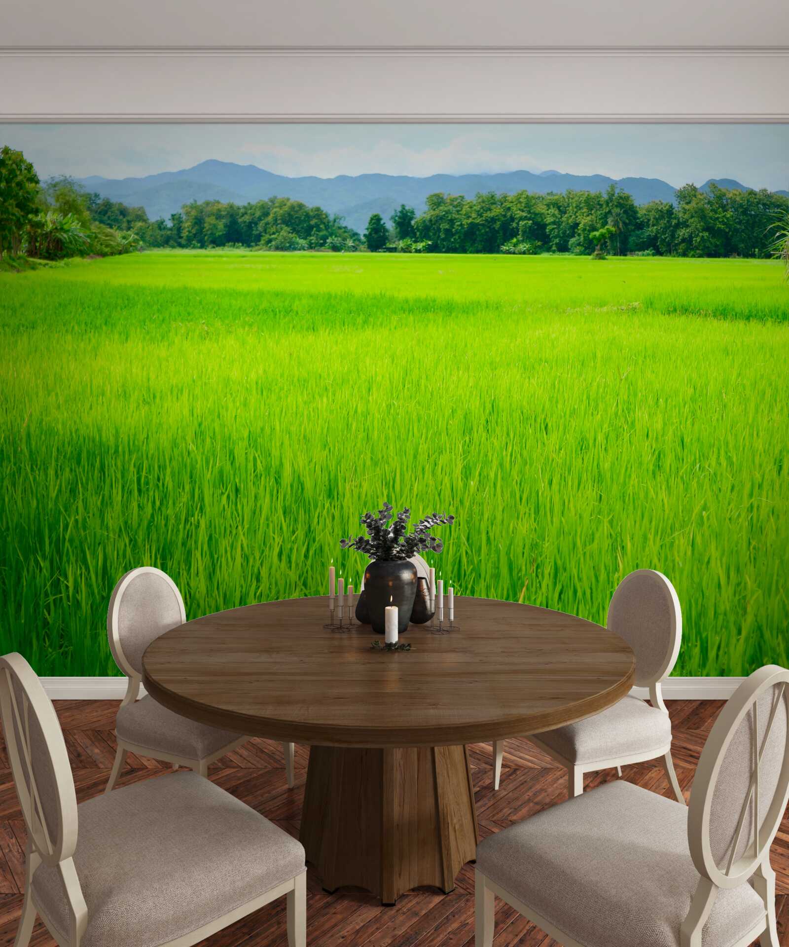 Fotobehang Groene weide in de bergen