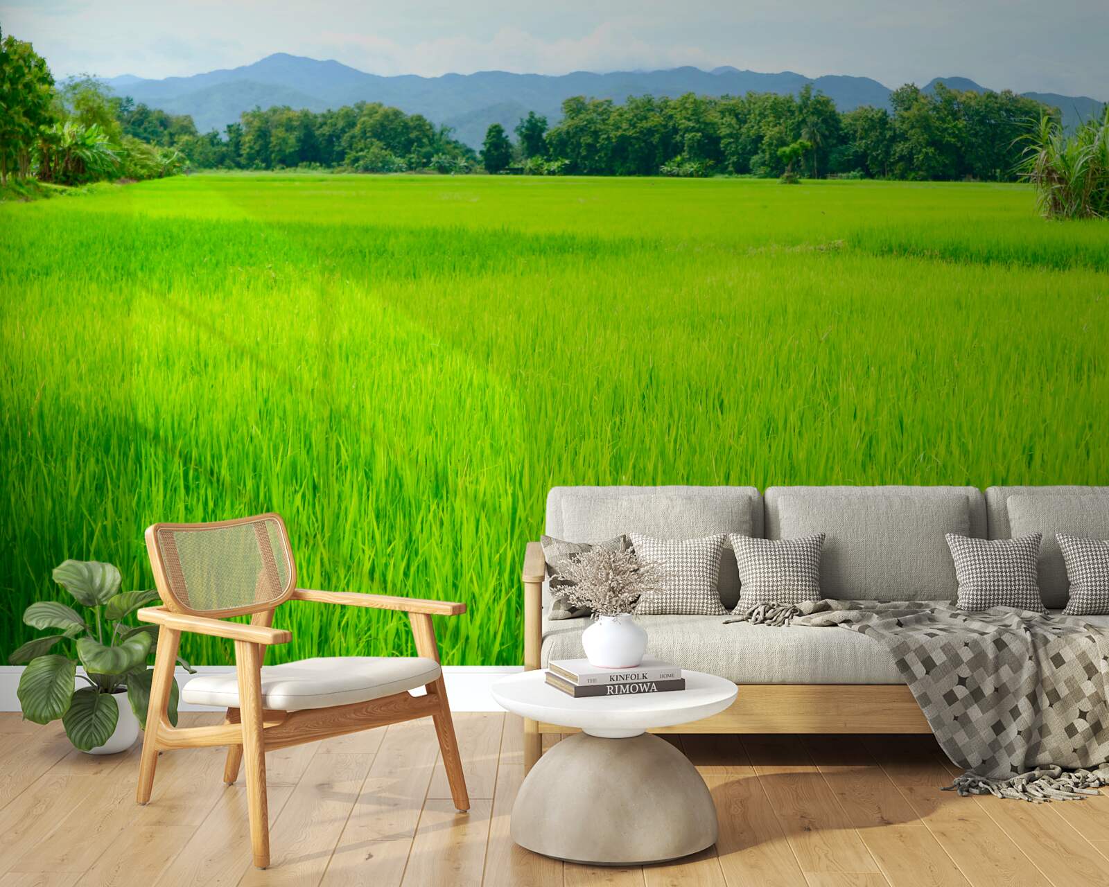 Fotobehang Groene weide in de bergen