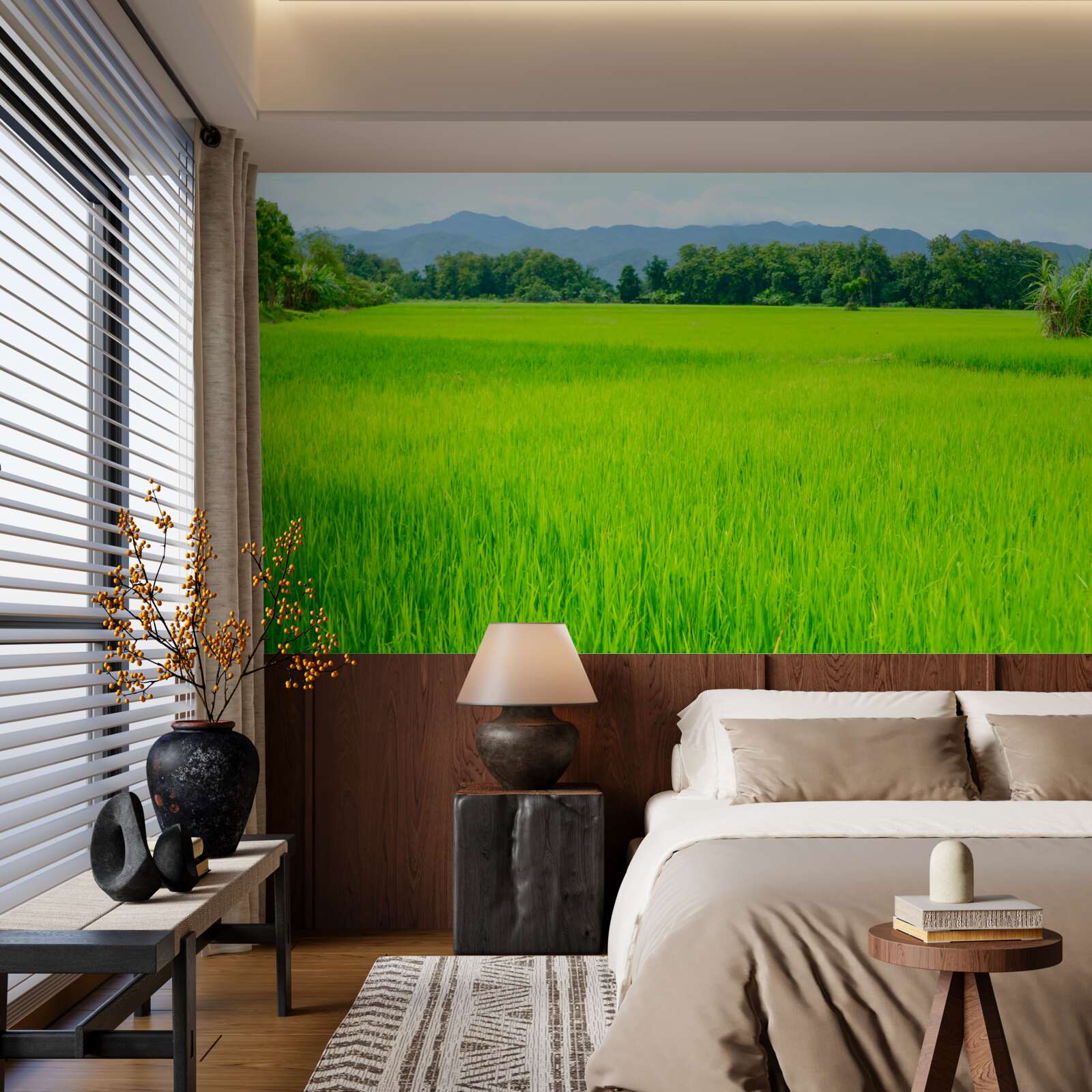 Fotobehang Groene weide in de bergen