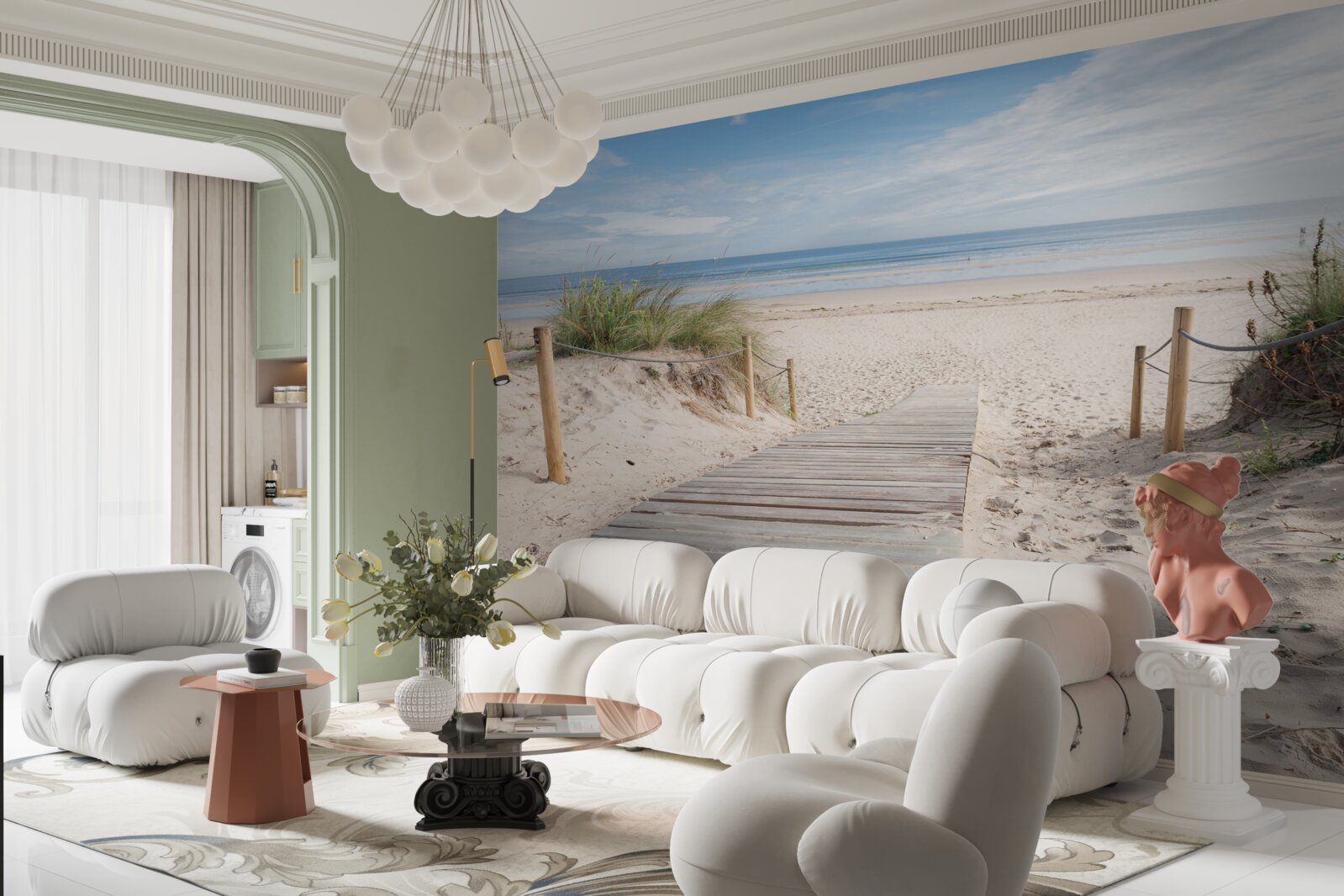 Fotobehang Zandpad naar de oceaan